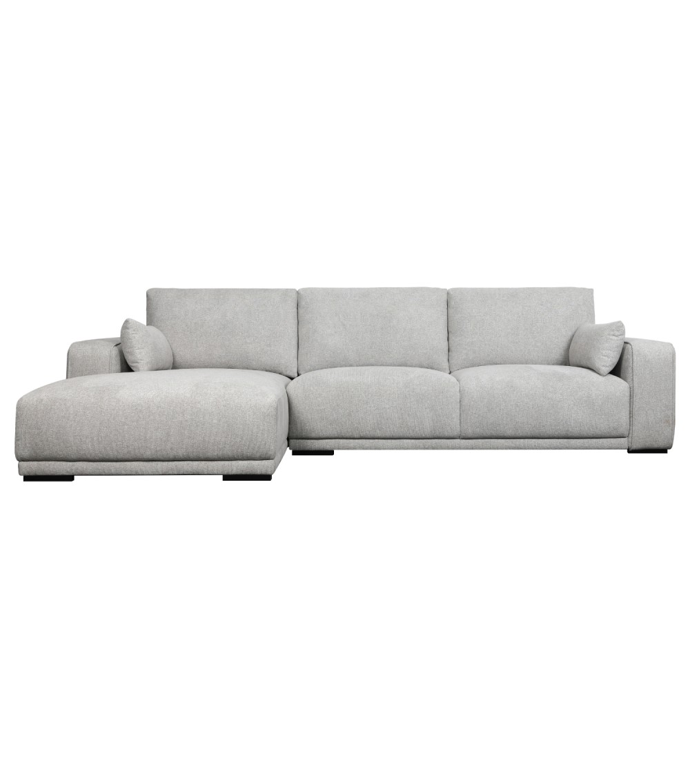 California sofa, m. venstre chaiselong og 2 armpuder - grå stof og sort metal