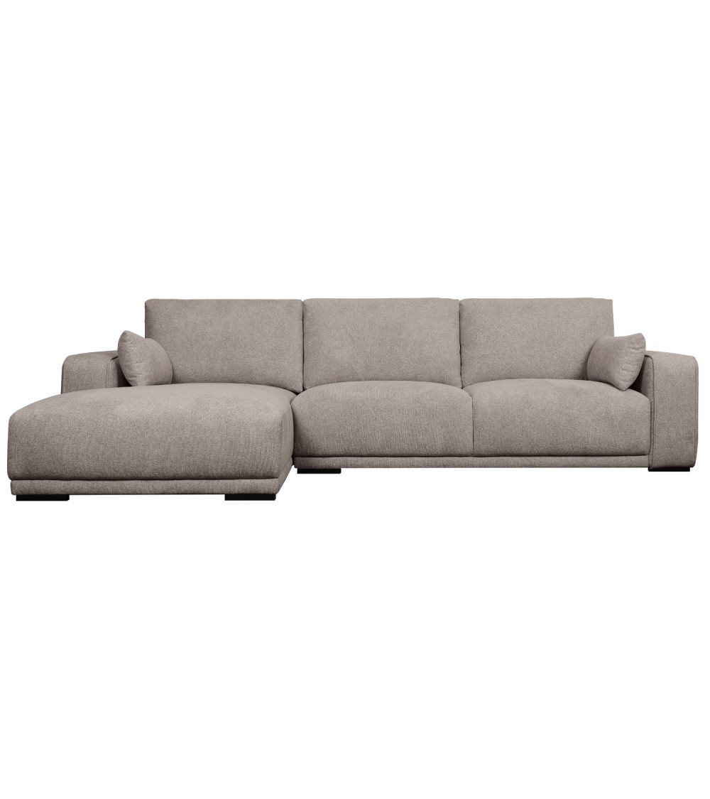 California sofa, m. venstre chaiselong og 2 armpuder - brun stof og sort metal