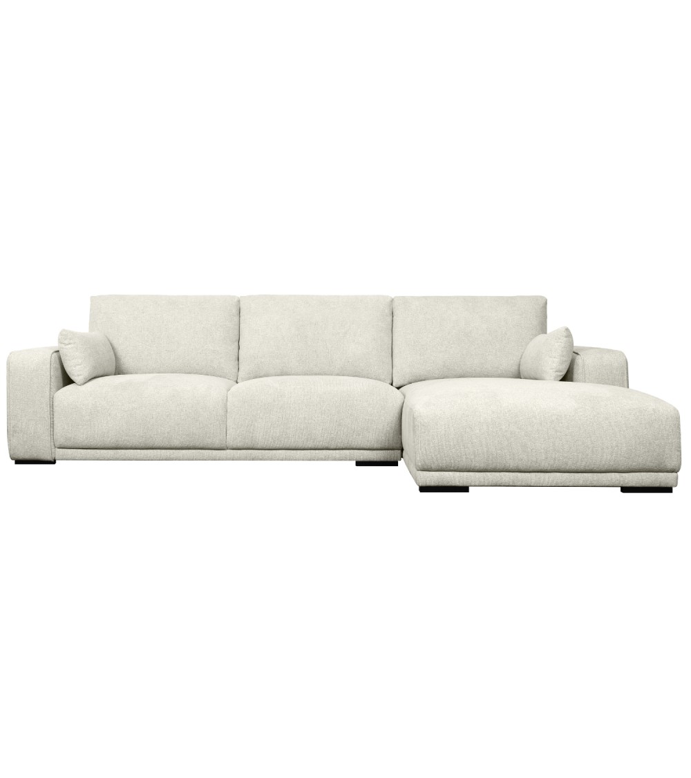 California sofa, m. højre chaiselong og 2 armpuder - sand stof og sort metal