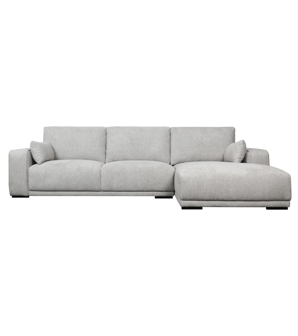 California sofa, m. højre chaiselong og 2 armpuder - grå stof og sort metal