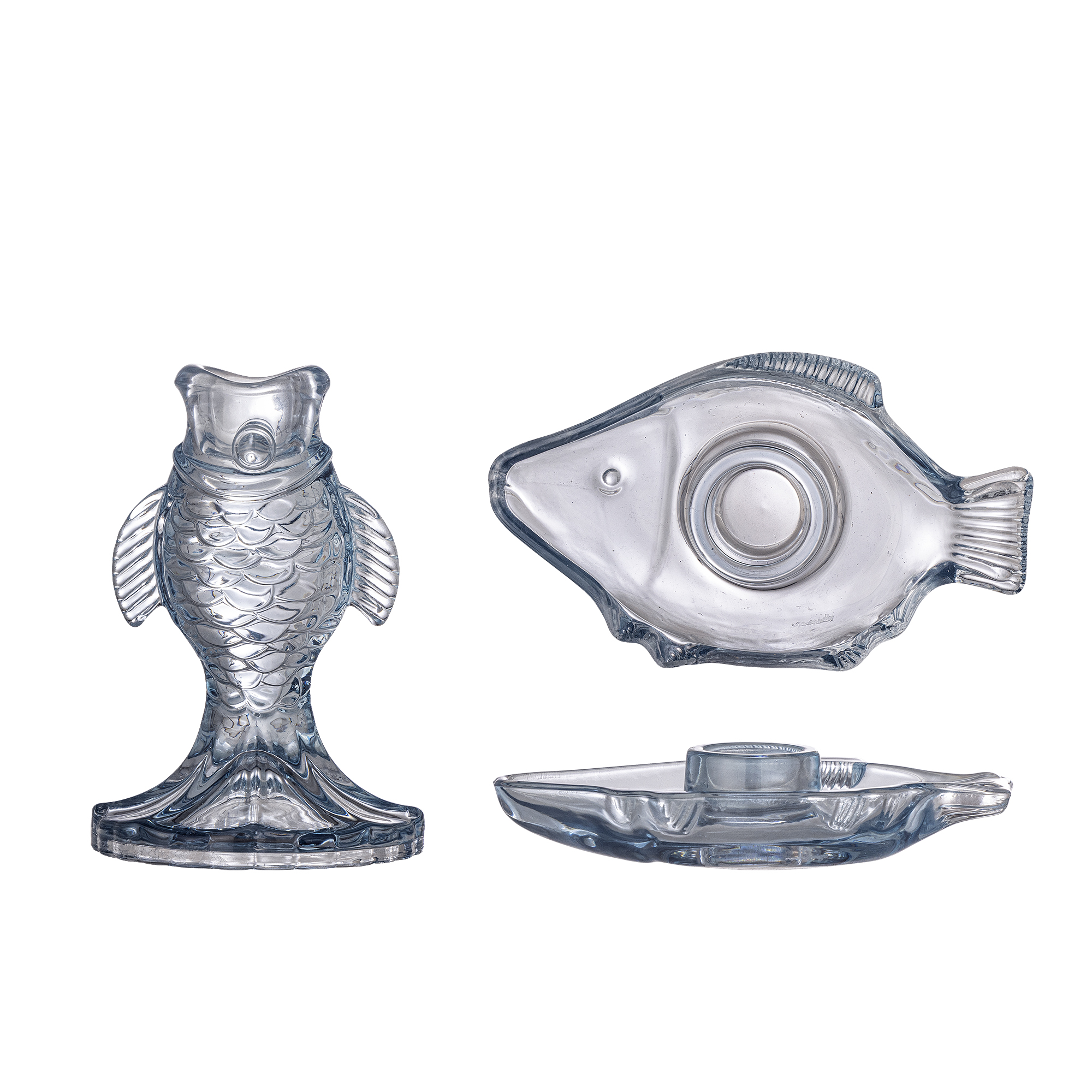 CREATIVE COLLECTION Linley Lysestage, Blå, Glas