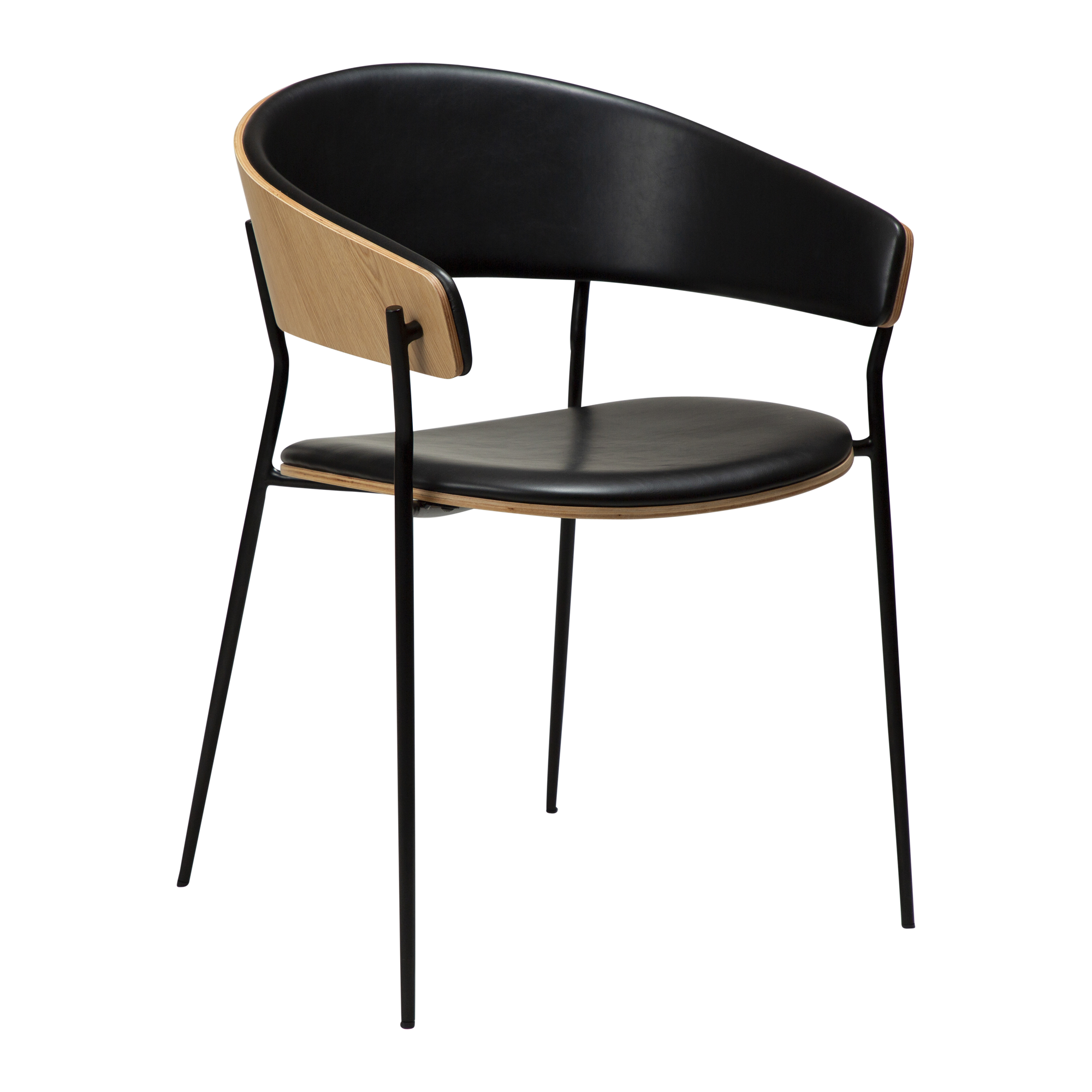DAN-FORM CRIB Fåtölj Vintage svart konstläder och ekfaner med svarta ben