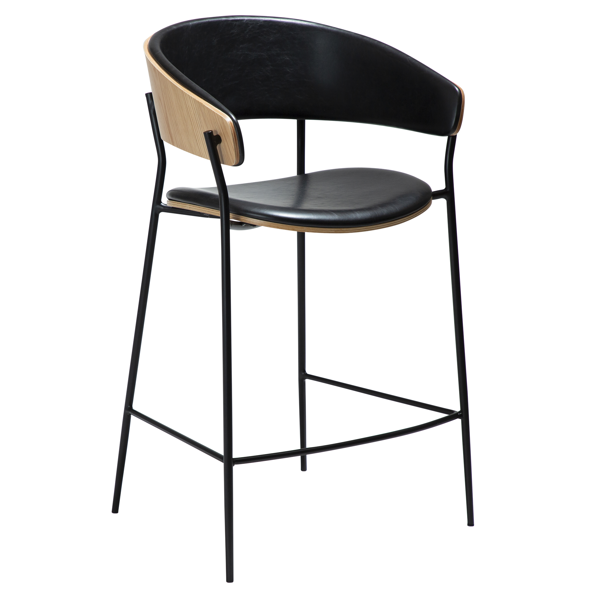 DAN-FORM CRIB Bordspall Vintage svart konstläder och ekfaner med svarta metallben