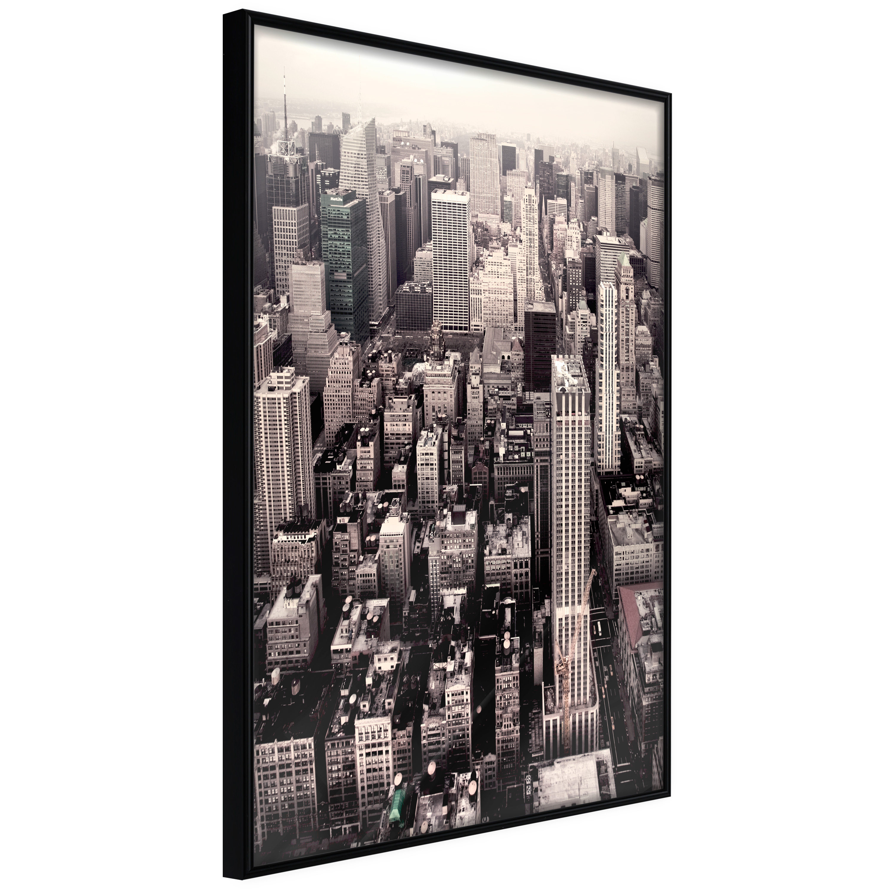 ARTGEIST Plakat med ramme - New York from a Bird's Eye View Sort med passepartout 20x30