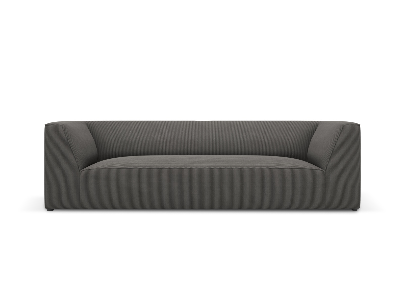 MICADONI Ruby sofa, 3 sæder - grå corduroy fløjl og sort plast