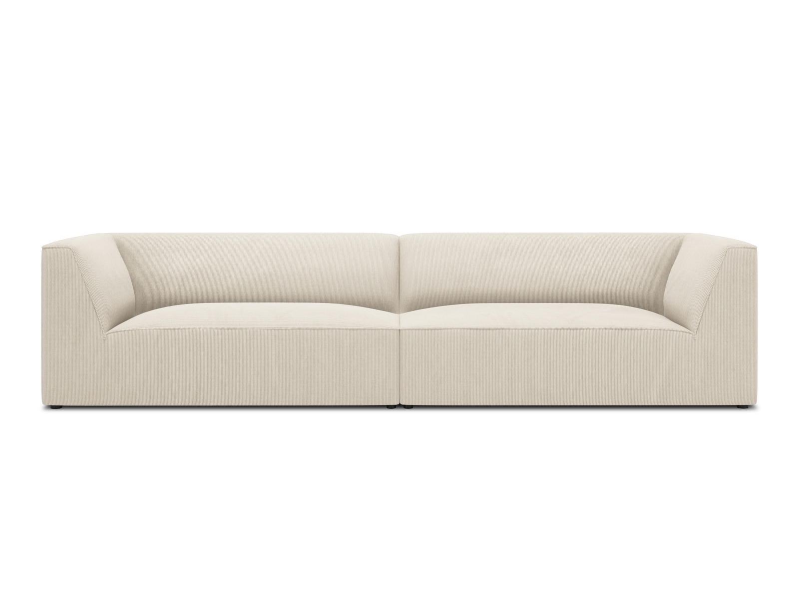 MICADONI Ruby sofa, 4 sæder - beige corduroy stof og sort plast