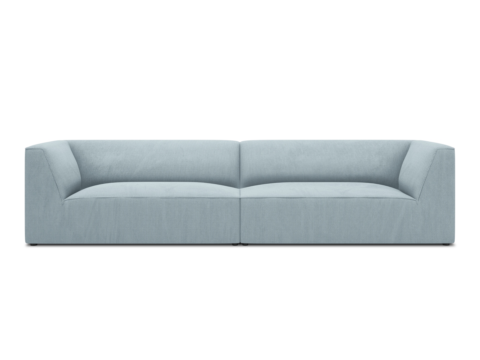 MICADONI Ruby sofa, 4 sæder - blå corduroy stof og sort plast