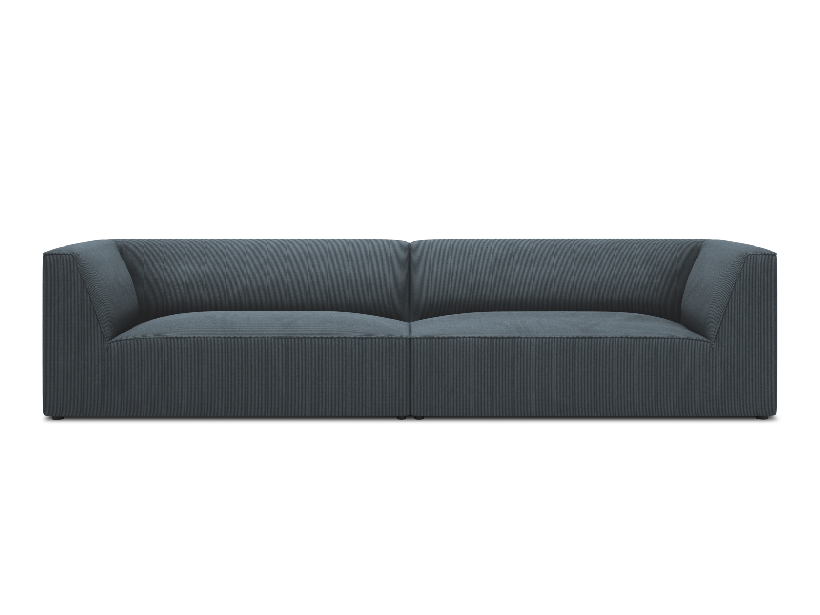 MICADONI Ruby sofa, 4 sæder - blå corduroy stof og sort plast