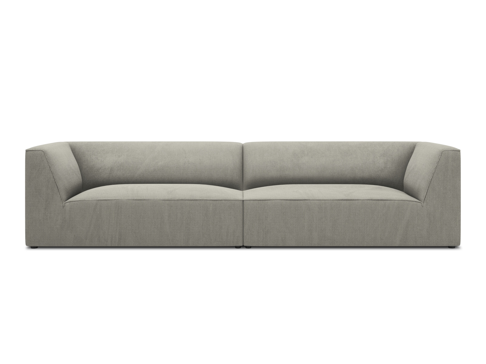 MICADONI Ruby sofa, 4 sæder - grå corduroy stof og sort plast