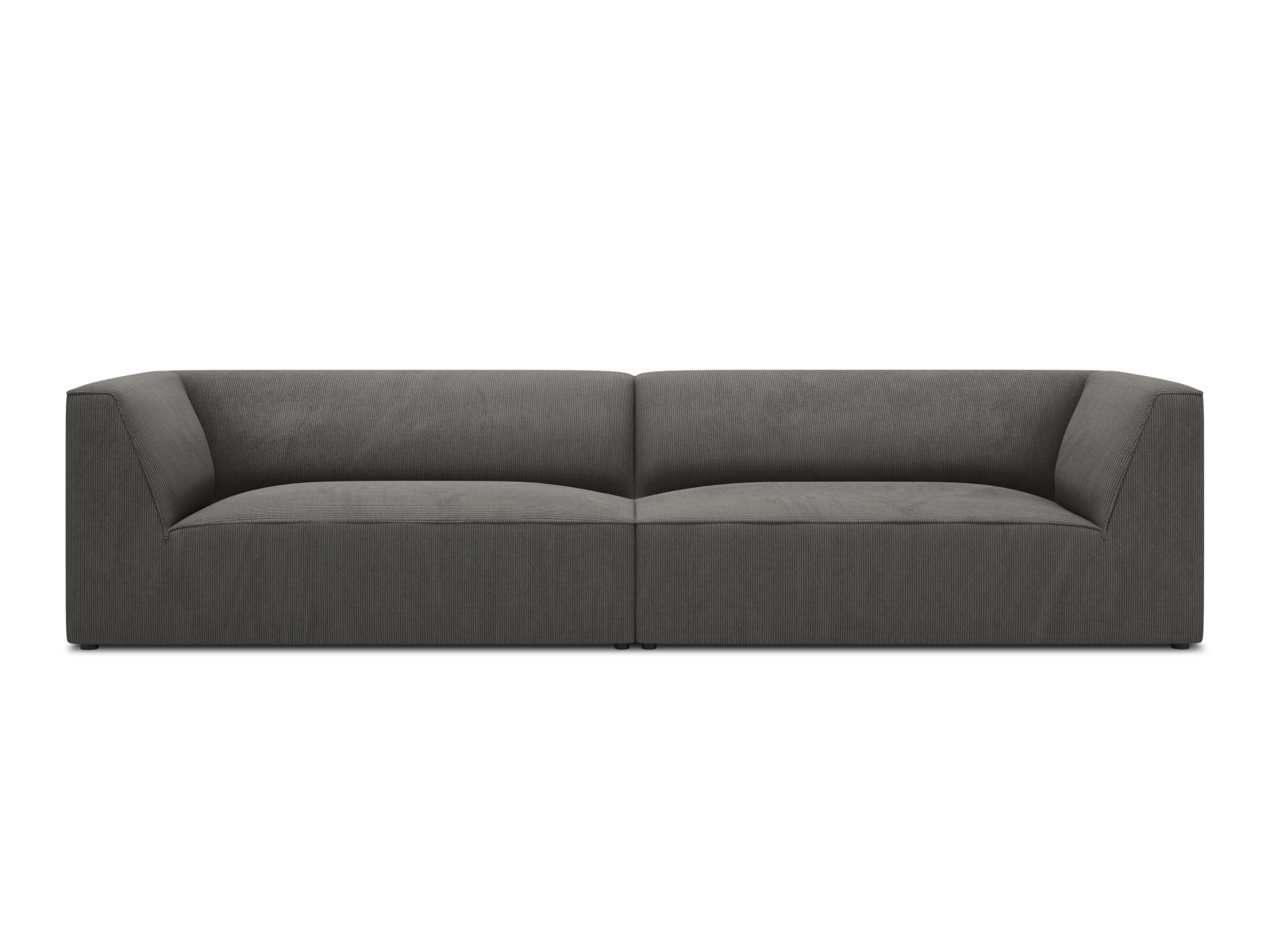 MICADONI Ruby sofa, 4 sæder - antracitgrå corduroy stof og sort plast