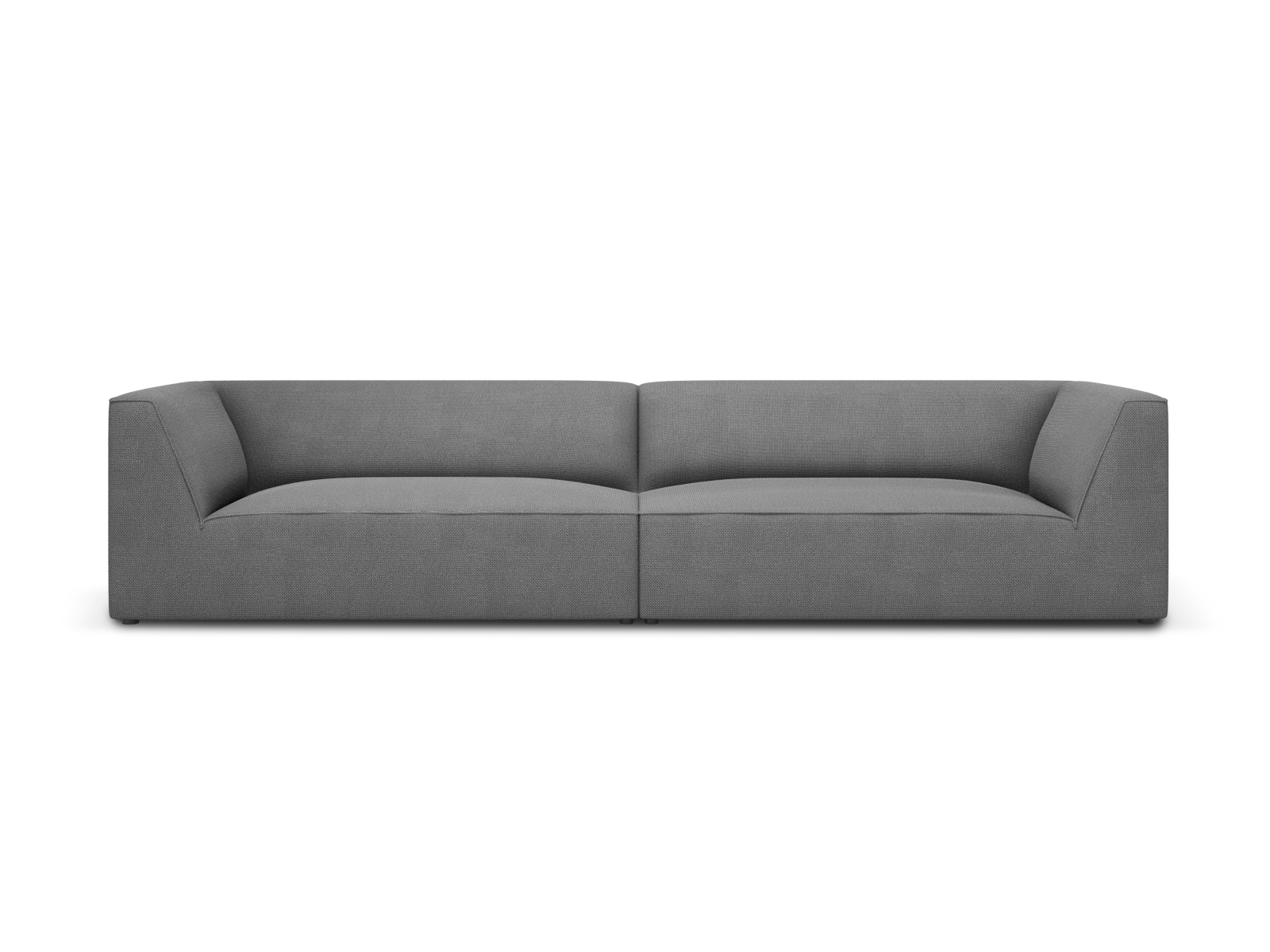 MICADONI Ruby sofa, 4 sæder - grå stof og sort plast