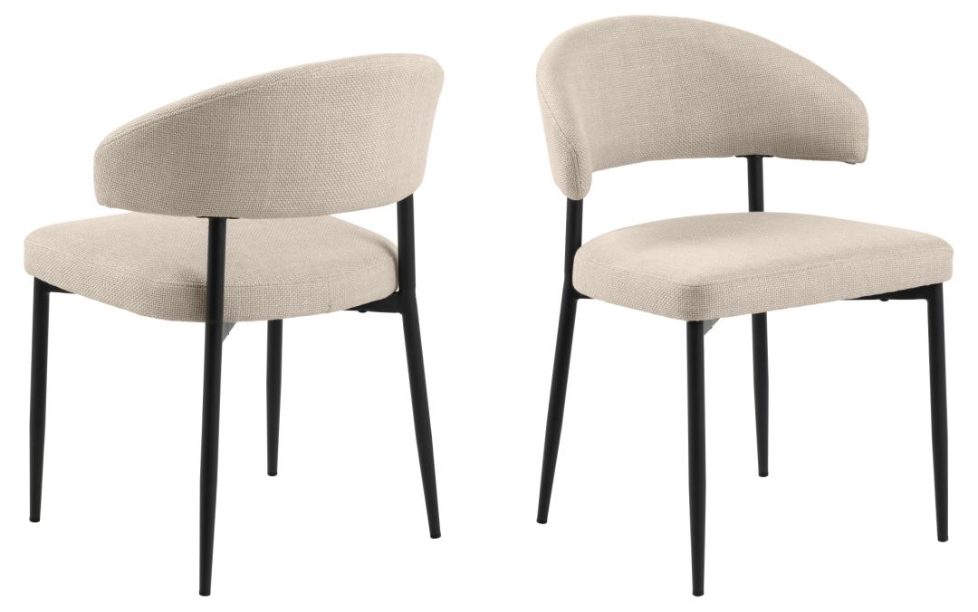 ACT NORDIC Edina spisebordsstol - beige stof og sort stål