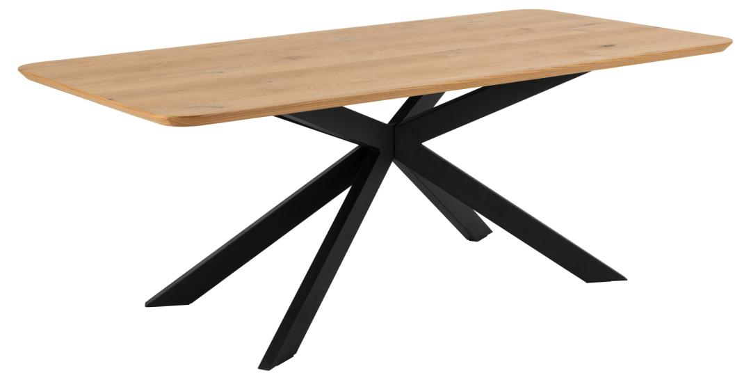 ACT NORDIC Irwine matbord, rektangulärt – matt vild ekfaner och svart stål (200×100)