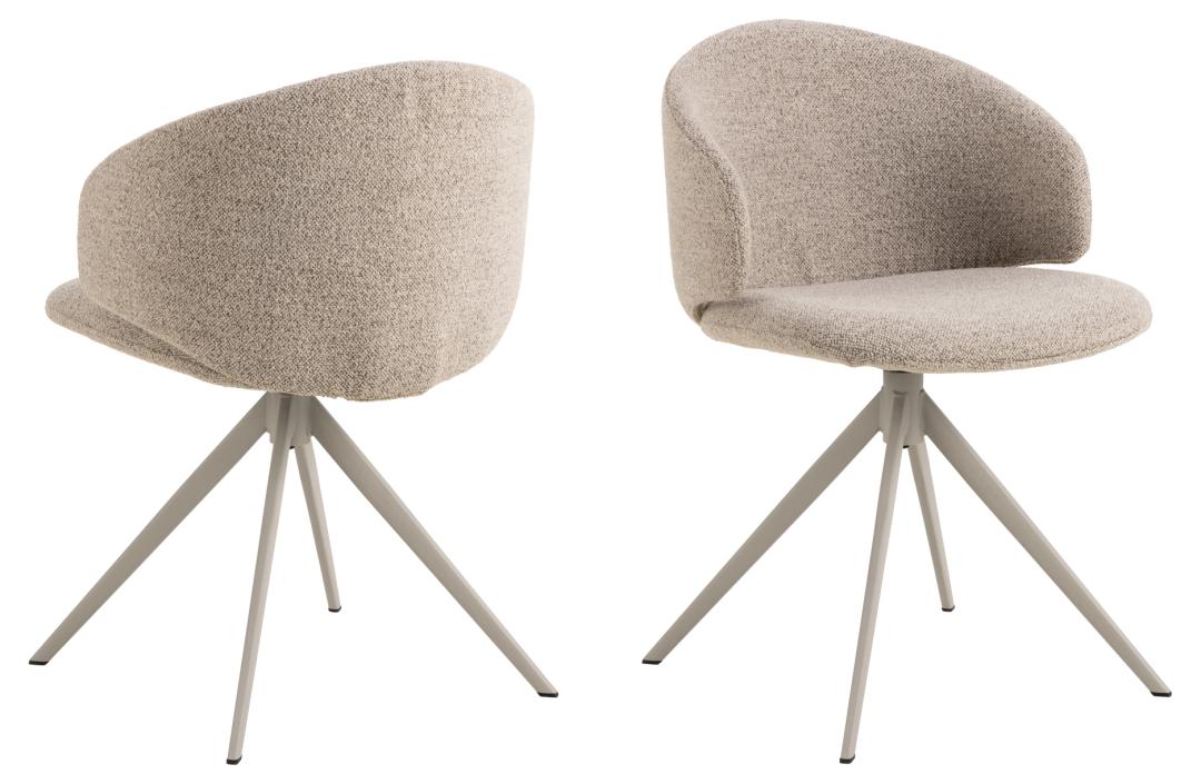 ACT NORDIC Ella spisestol, m. svingfunksjon – beige stoff og grått stål