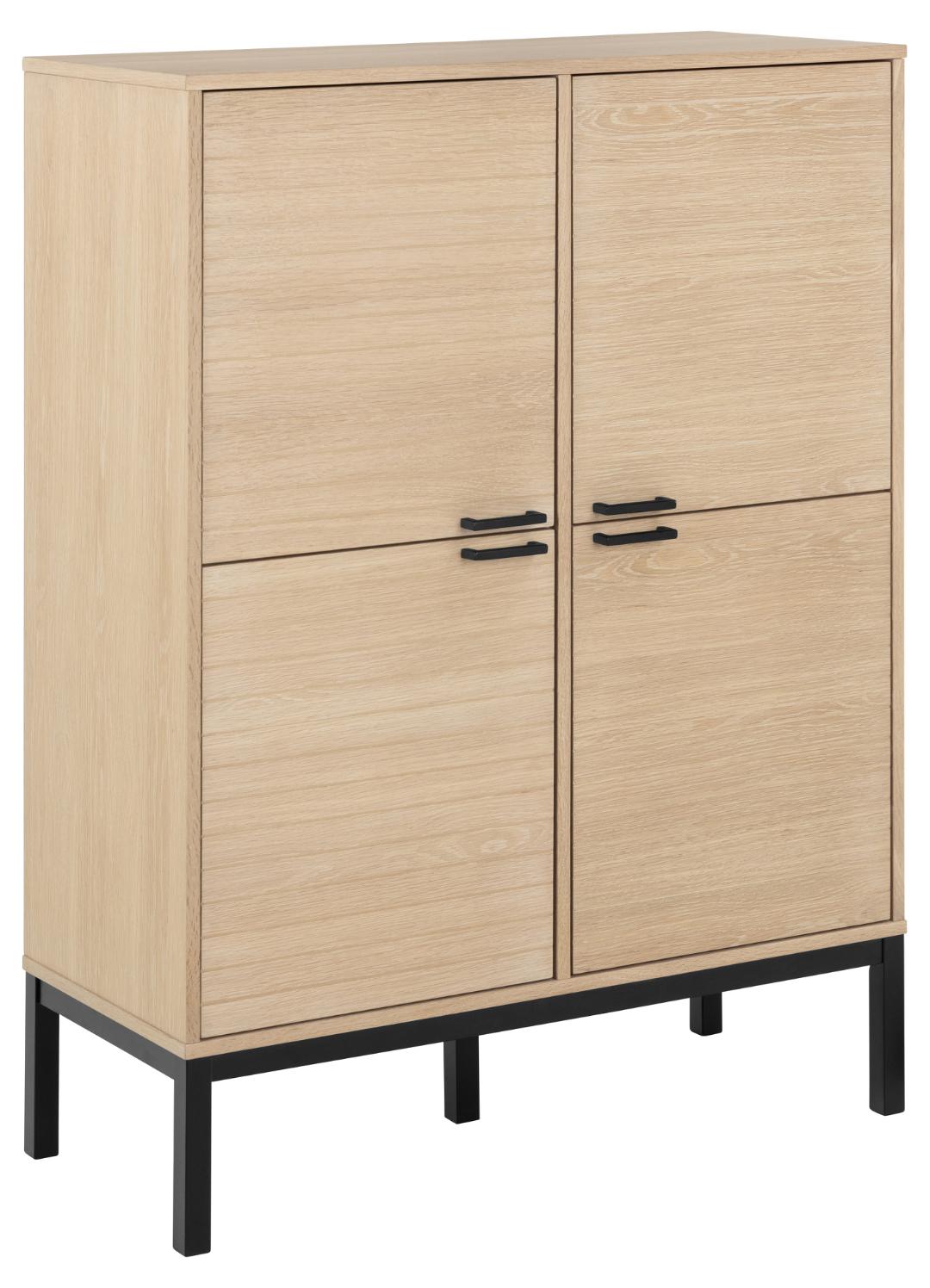 Køb ACT NORDIC Kensington skab, m. 4 låger og 6 hylder - hvidpigmenteret egefiner og mat sort eg - Pris 4869.00 kr.