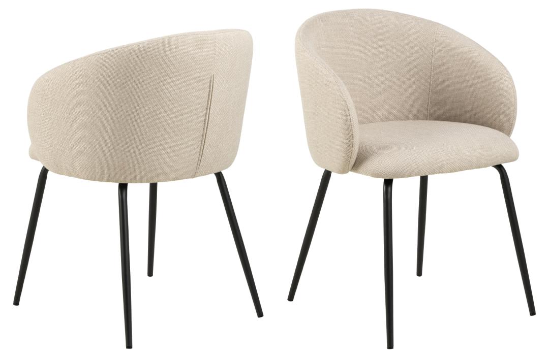 ACT NORDIC Eleanor spisebordsstol, m. armlæn – beige stof og sort stål