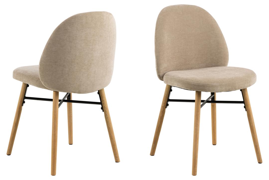 ACT NORDIC Sophia spisebordsstol – beige stof og mat natur egetræ