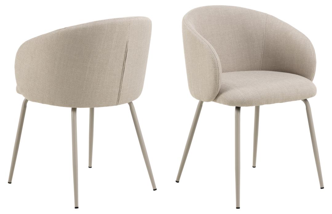 ACT NORDIC Eleanor spisebordsstol, m. armlæn – beige stof og grå stål
