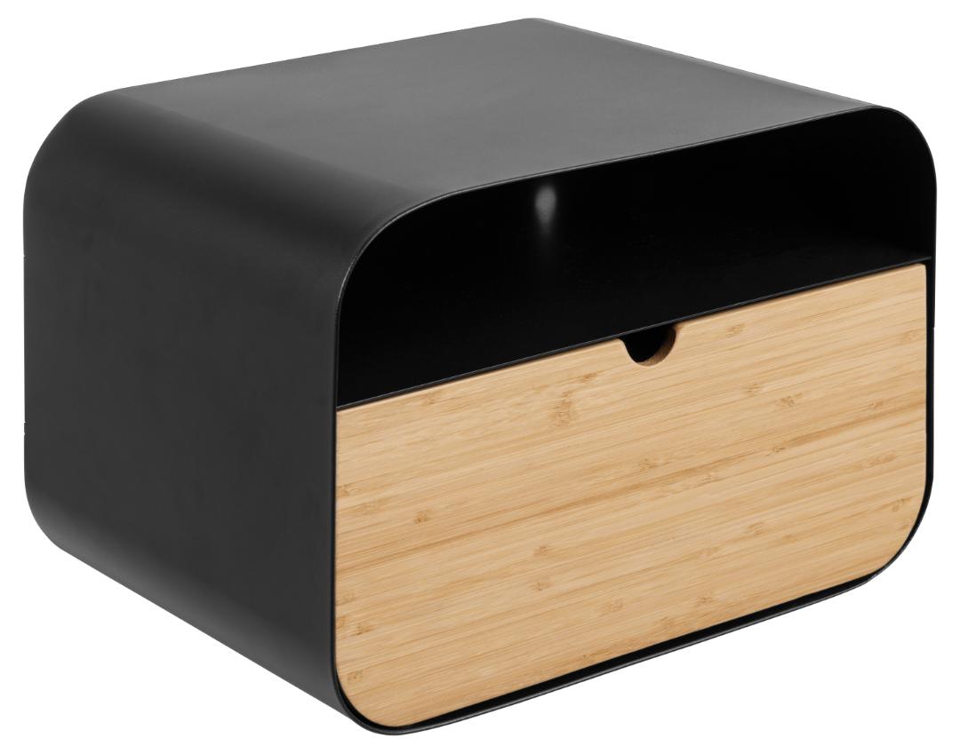 Act Nordic Joliet Oval Natbord Top Ramme Mat Sort Pulverlakeret Stål Skuffe Lak Bambus Med Vægmontering åbent Rum 35x25x23