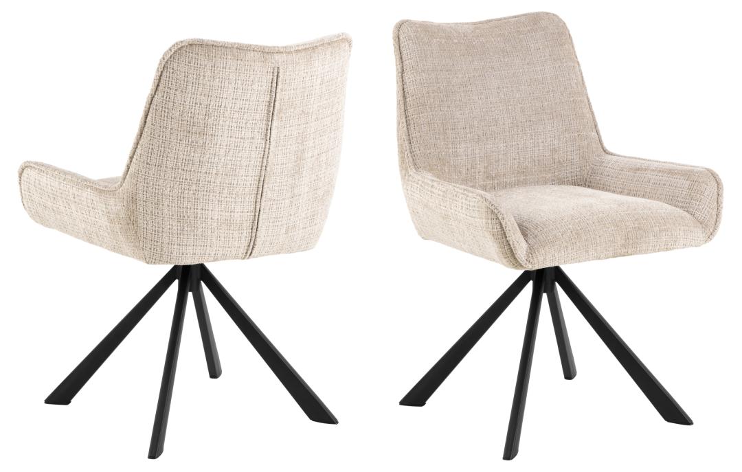 ACT NORDIC Eddie spisebordsstol, m. drejefunktion - beige stof og sort stål