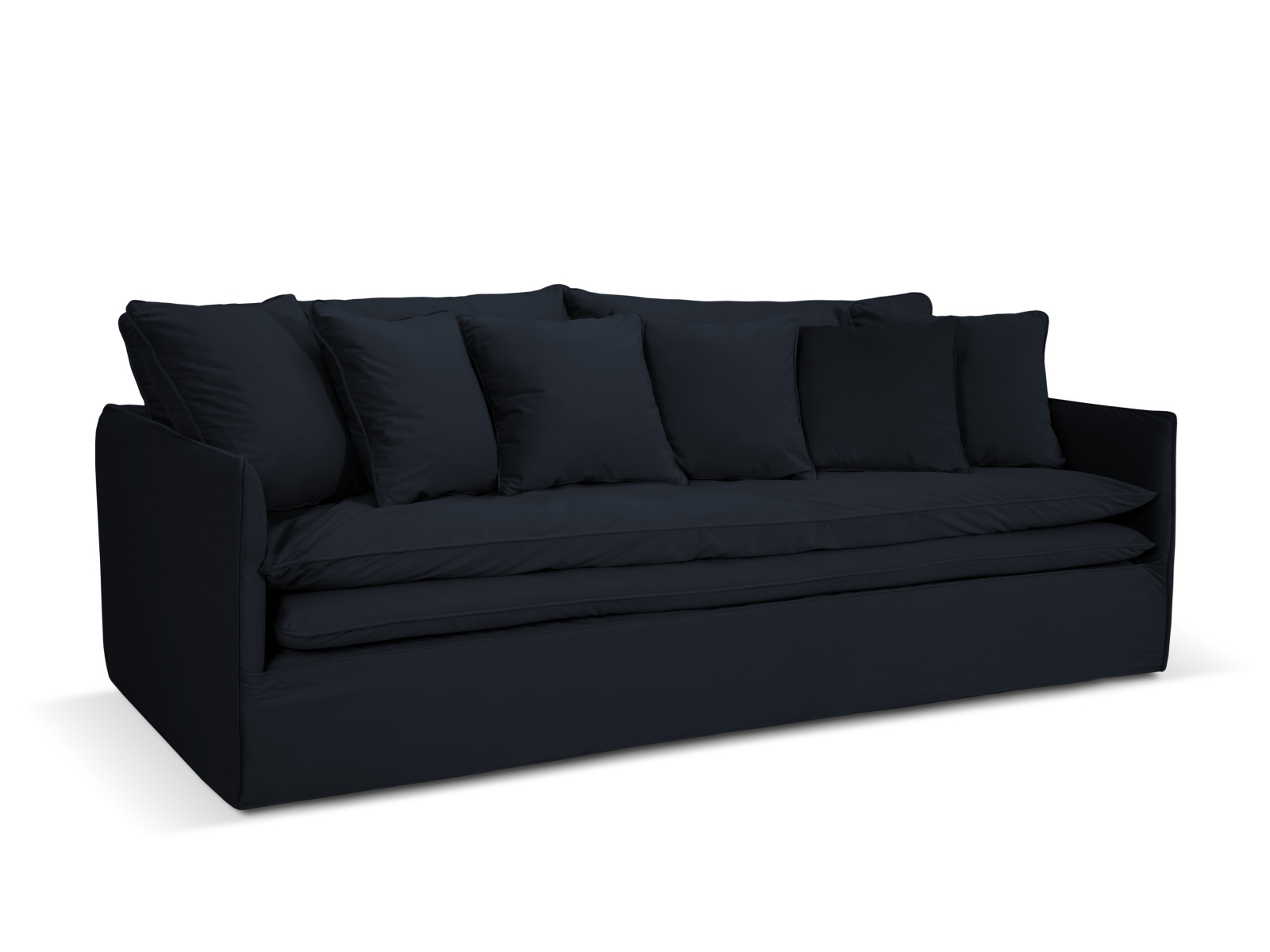 MICADONI Boho 4 pers. sofa, m. aftageligt betræk – mørkeblå imiteret fløjl stof