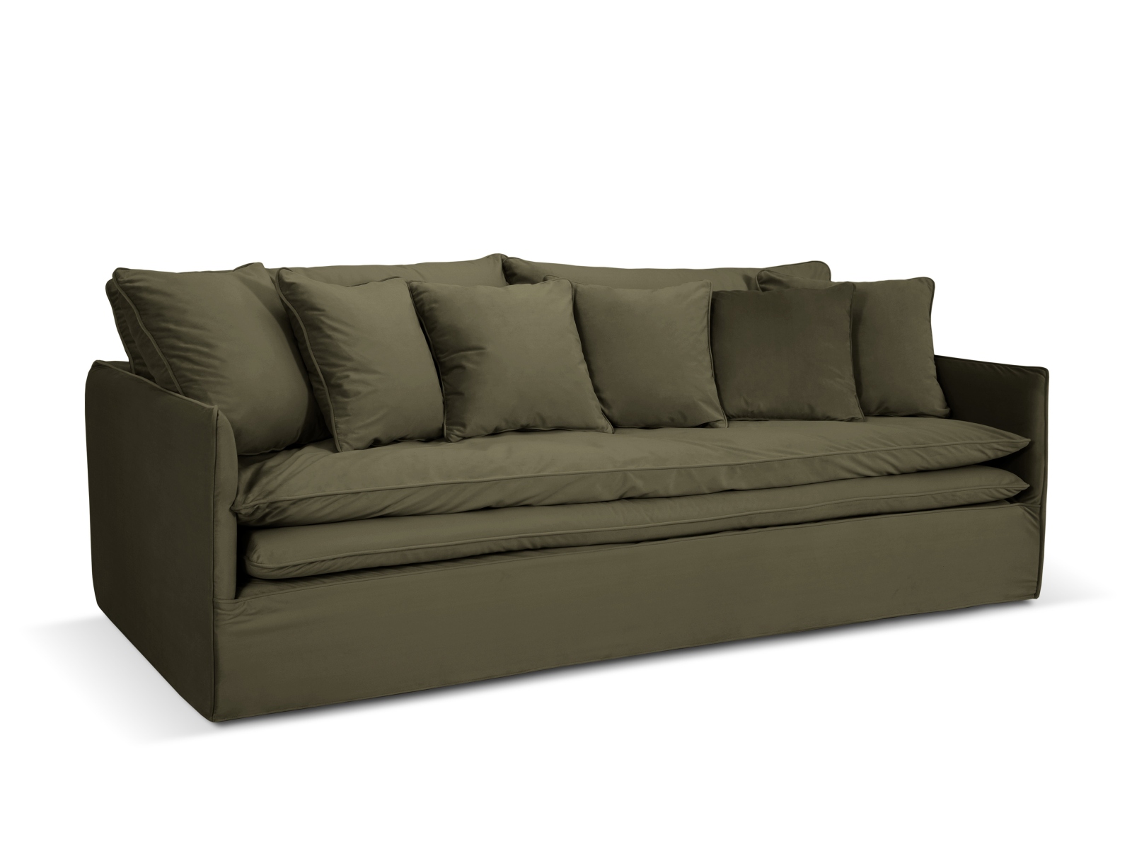MICADONI Boho 4 pers. sofa, m. aftageligt betræk – grøn imiteret fløjl stof
