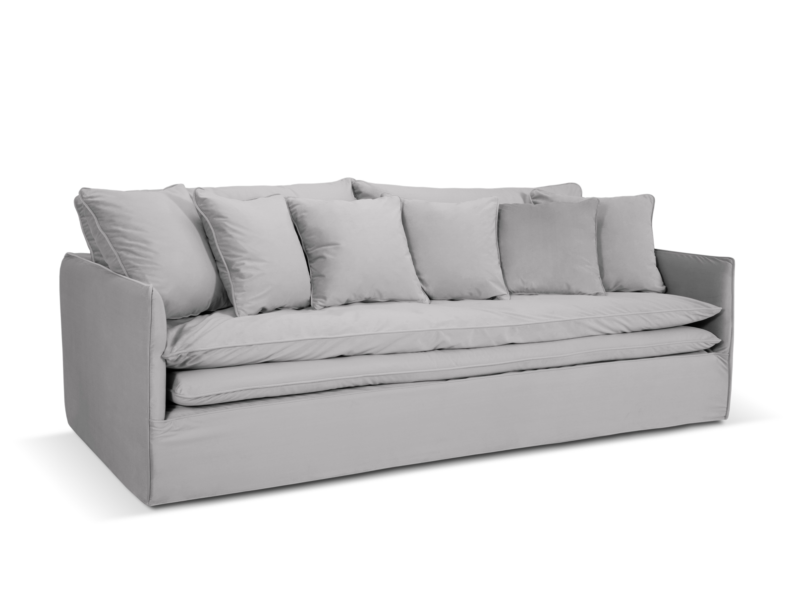 MICADONI Boho 4 pers. sofa, m. aftageligt betræk – sølv imiteret fløjl stof