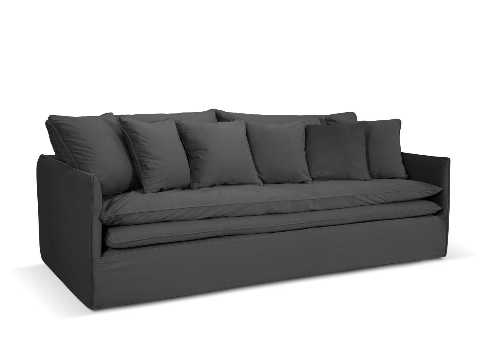 MICADONI Boho 4 pers. sofa, m. aftageligt betræk – grå imiteret fløjl stof