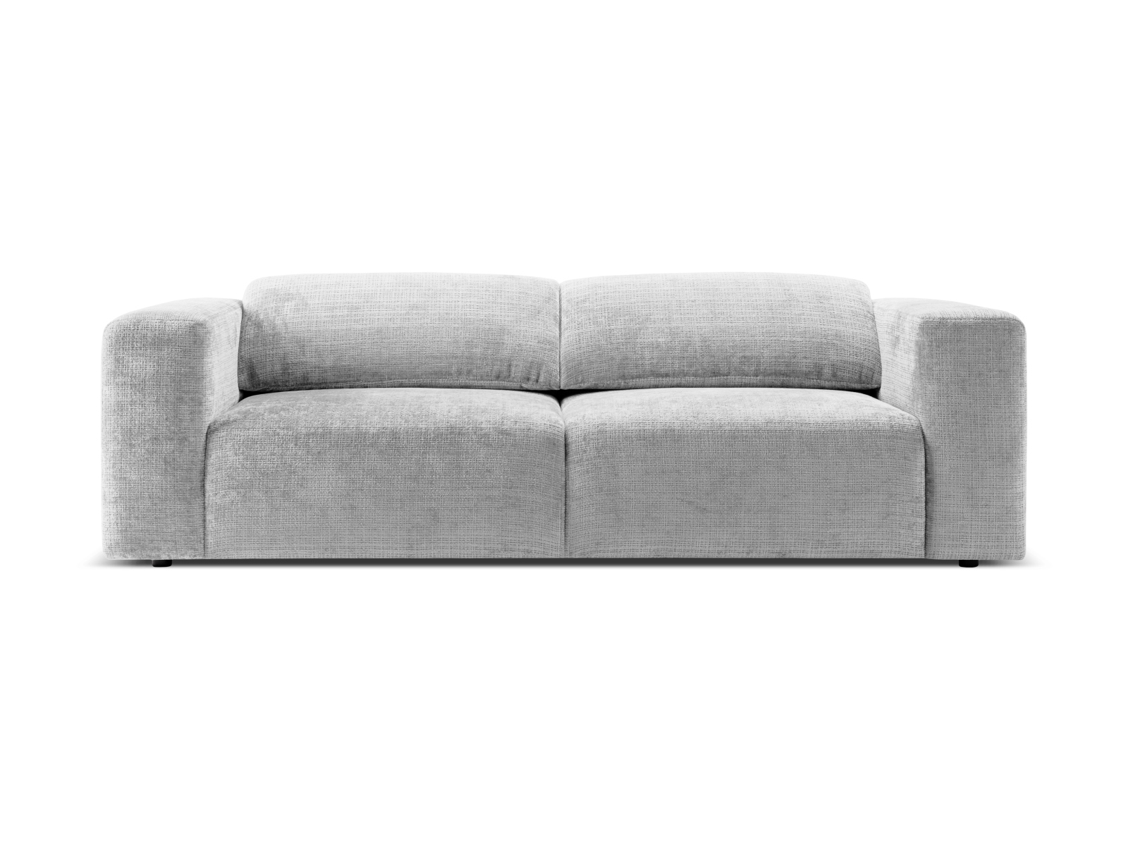 MICADONI Cruz 3 pers. sofa, m. foldbare nakkestøtter – kold lysegrå chenille stof