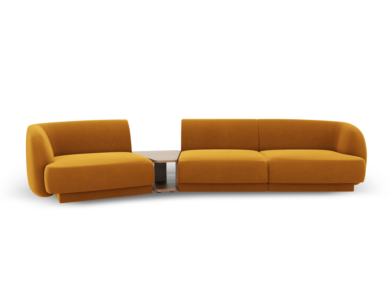 MICADONI Miley 3 pers. modulær sofa, venstre, m. sofabord – gul fløjl