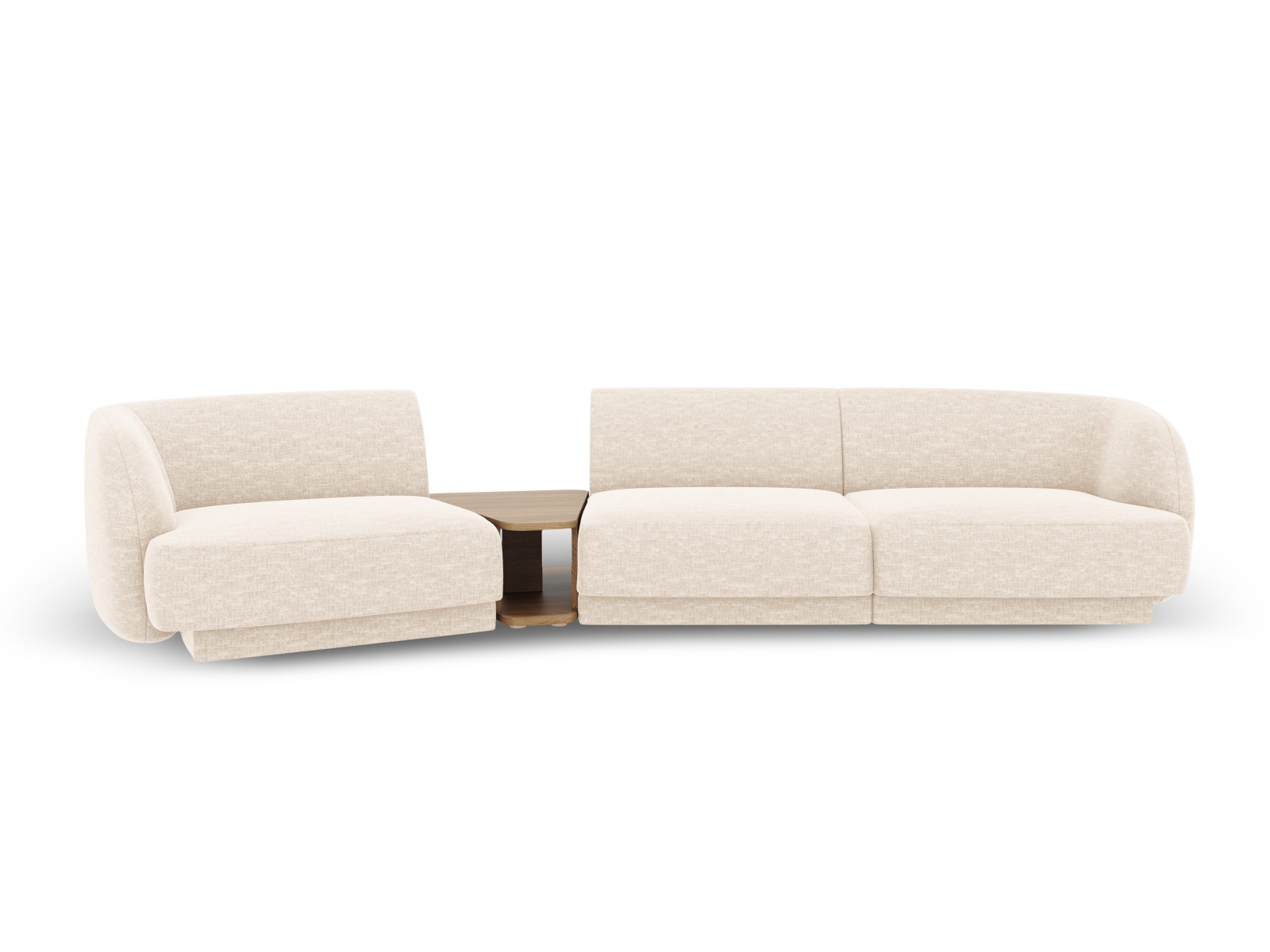 MICADONI Miley 3 pers. modulær sofa, venstre, m. sofabord – lys beige chenille