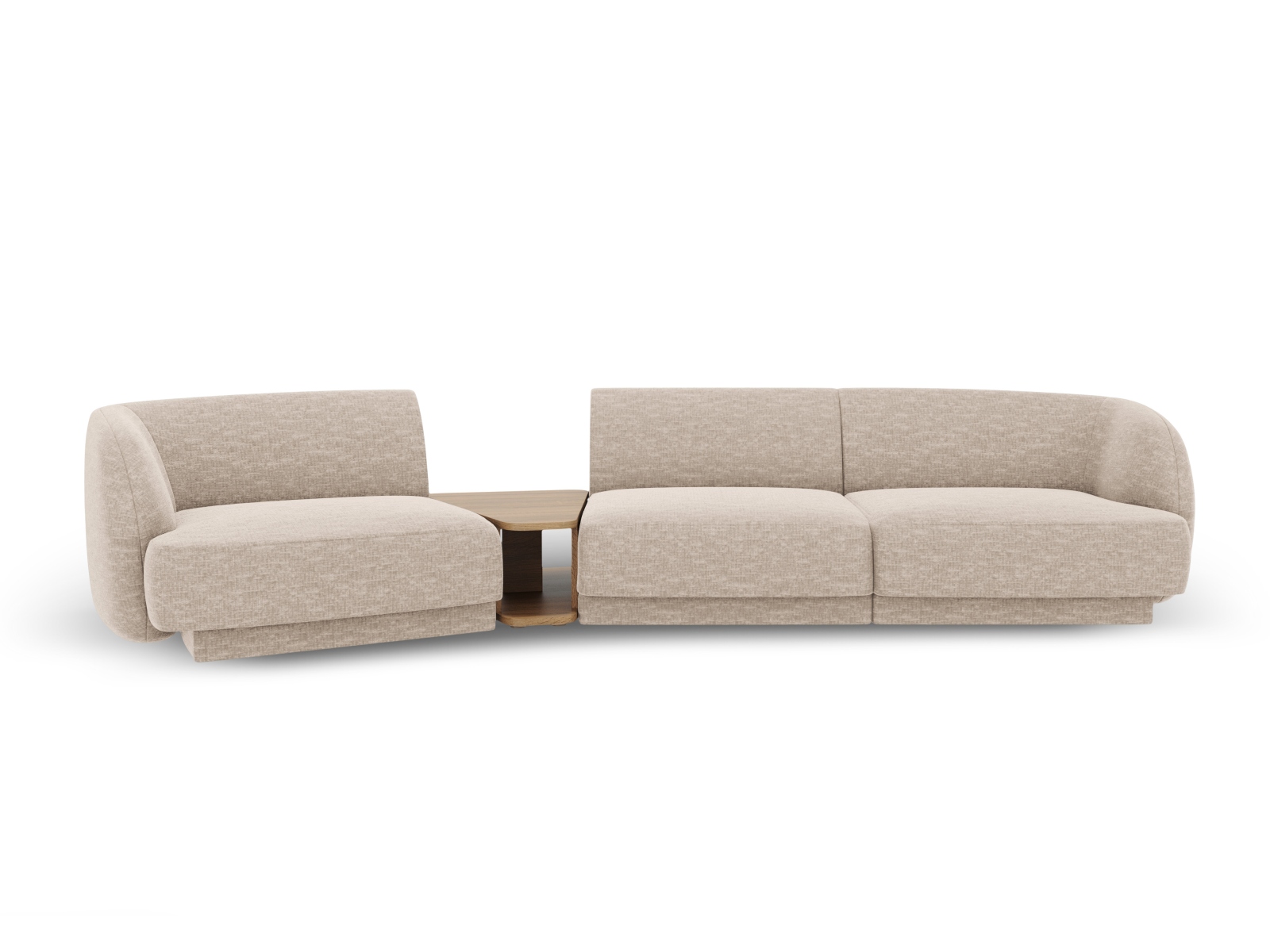 MICADONI Miley 3 pers. modulær sofa, venstre, m. sofabord – beige chenille