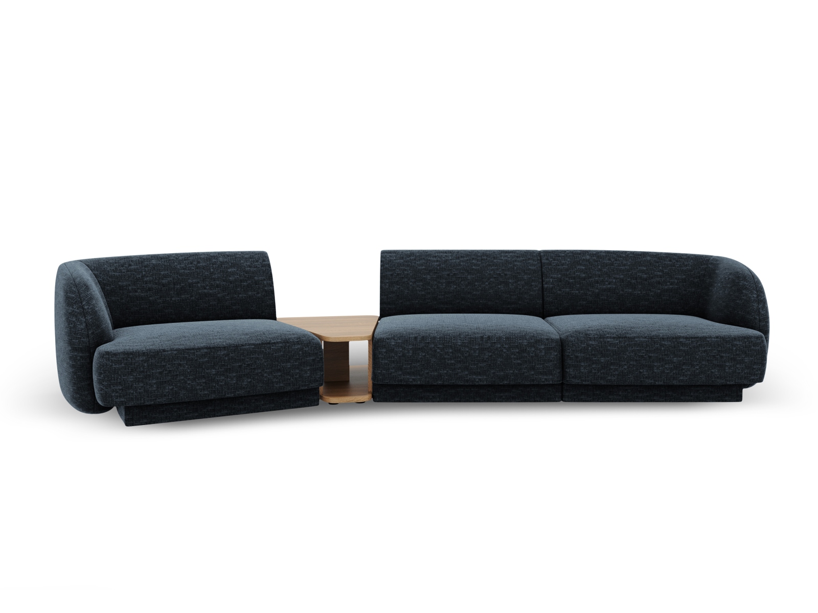 MICADONI Miley 3 pers. modulær sofa, venstre, m. sofabord – kongeblå chenille
