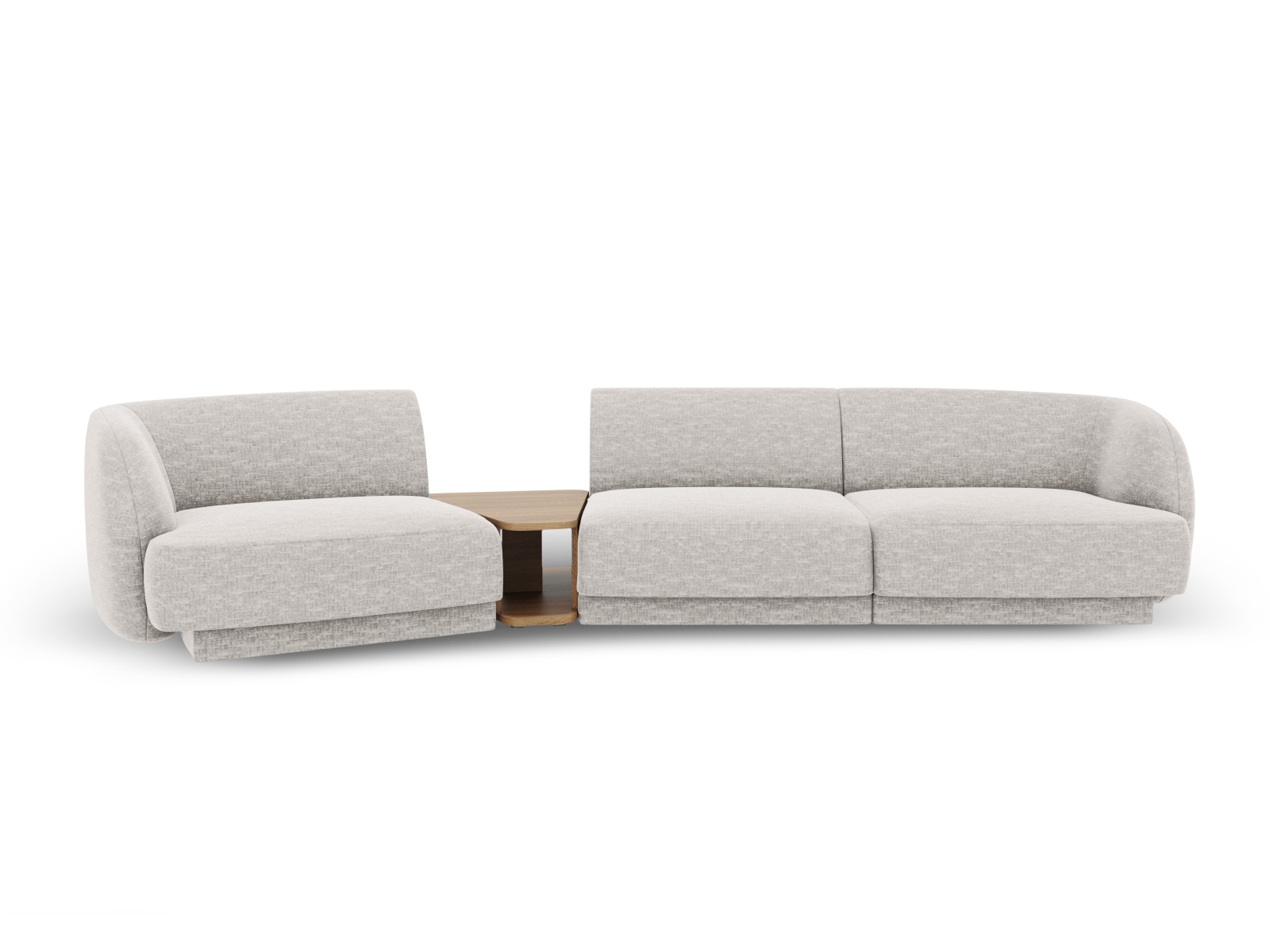 MICADONI Miley 3 pers. modulær sofa, venstre, m. sofabord – lysegrå chenille