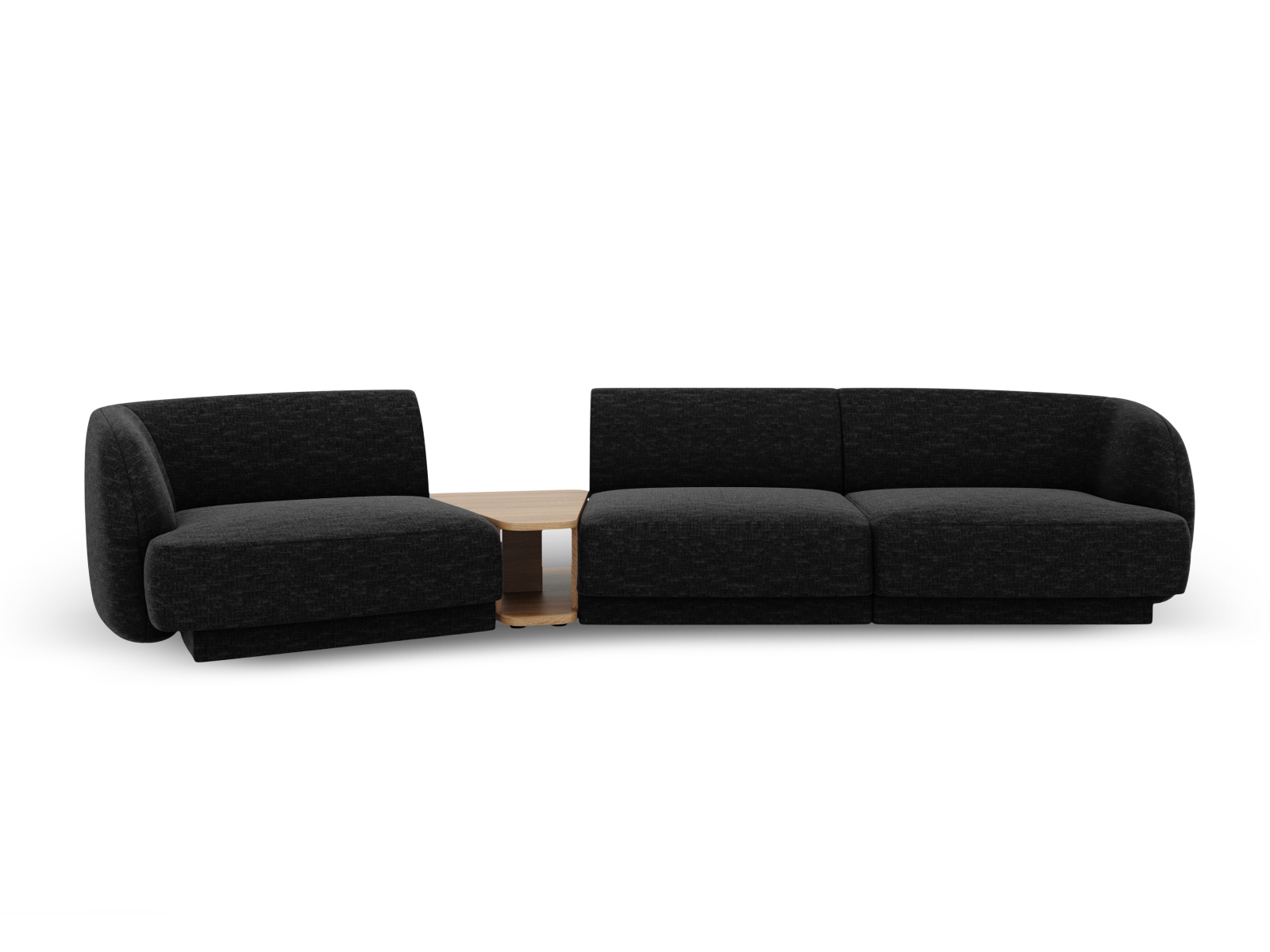 MICADONI Miley 3 pers. modulær sofa, venstre, m. sofabord – sort chenille