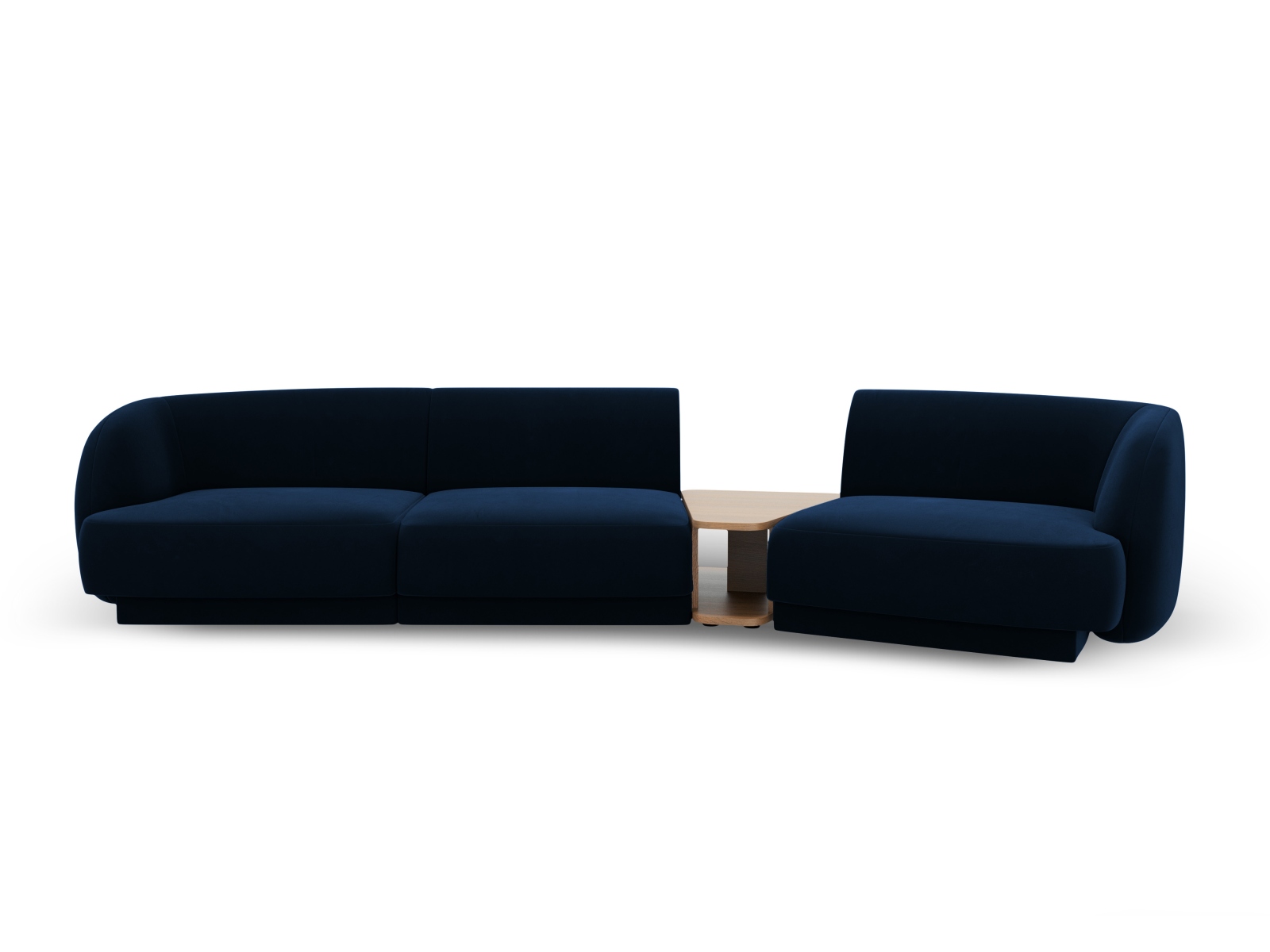 MICADONI Miley 3 pers. modulær sofa, højre, m. sofabord – kongeblå fløjl