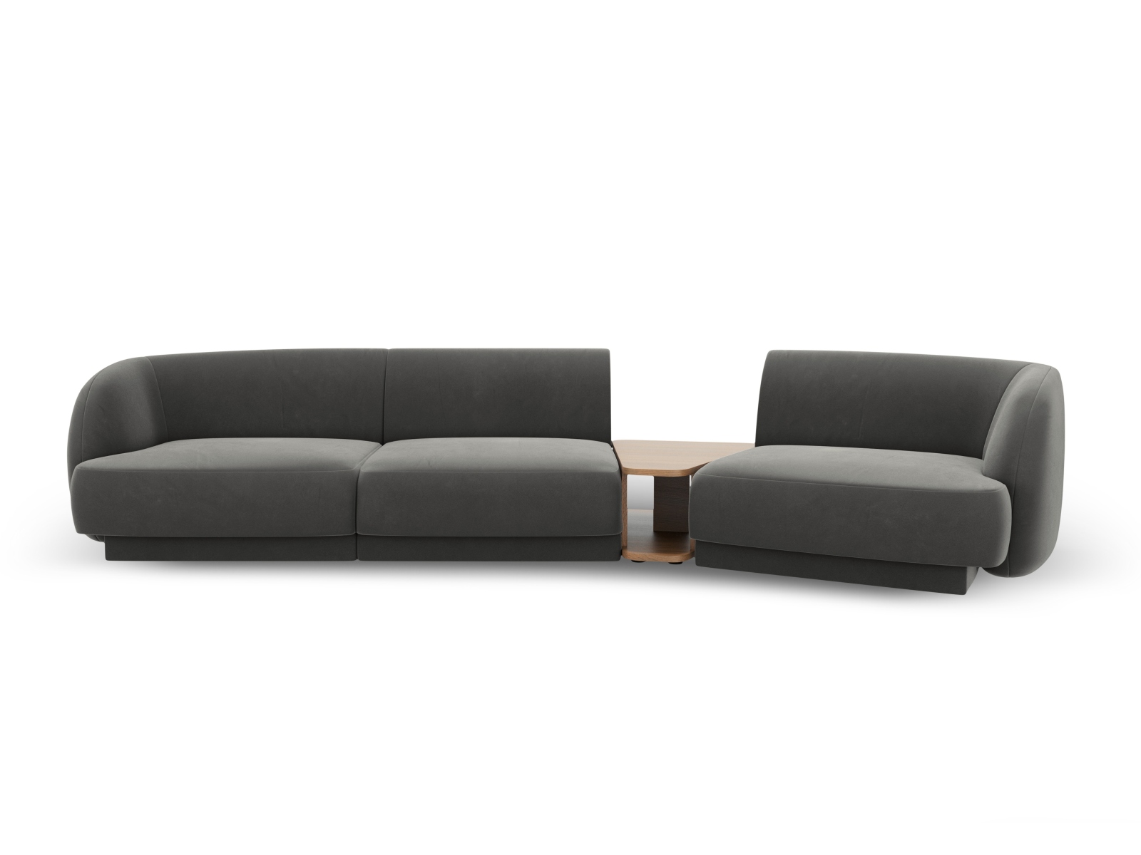 MICADONI Miley 3 pers. modulær sofa, højre, m. sofabord – lysegrå fløjl