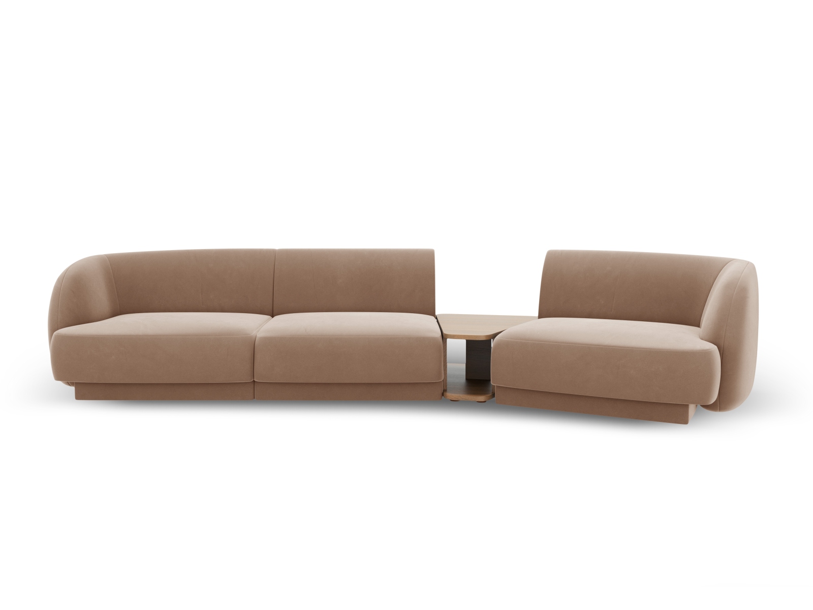 MICADONI Miley 3 pers. modulær sofa, højre, m. sofabord – cappuccino fløjl