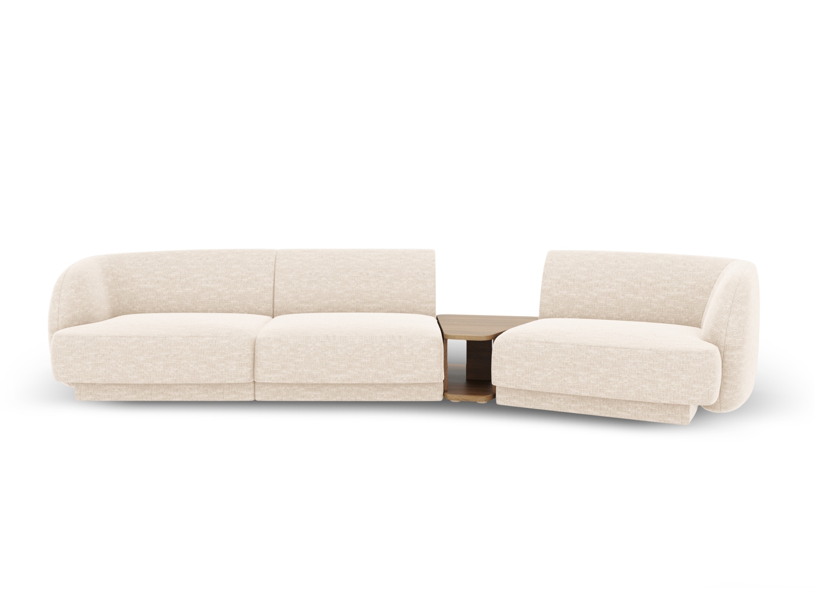 MICADONI Miley 3 pers. modulær sofa, højre, m. sofabord – lys beige chenille