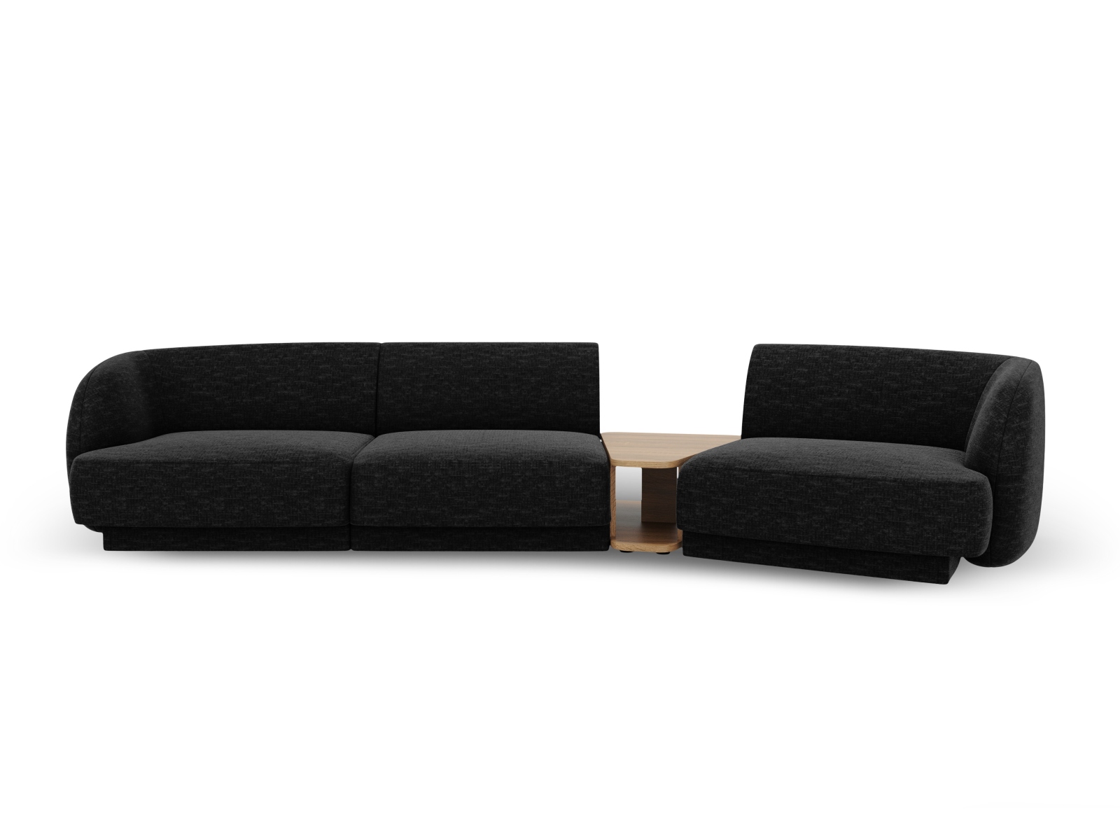 MICADONI Miley 3 pers. modulær sofa, højre, m. sofabord – sort chenille MICADONI Miley 3 pers. modulær sofa, højre, m. sofabord – sort chenille