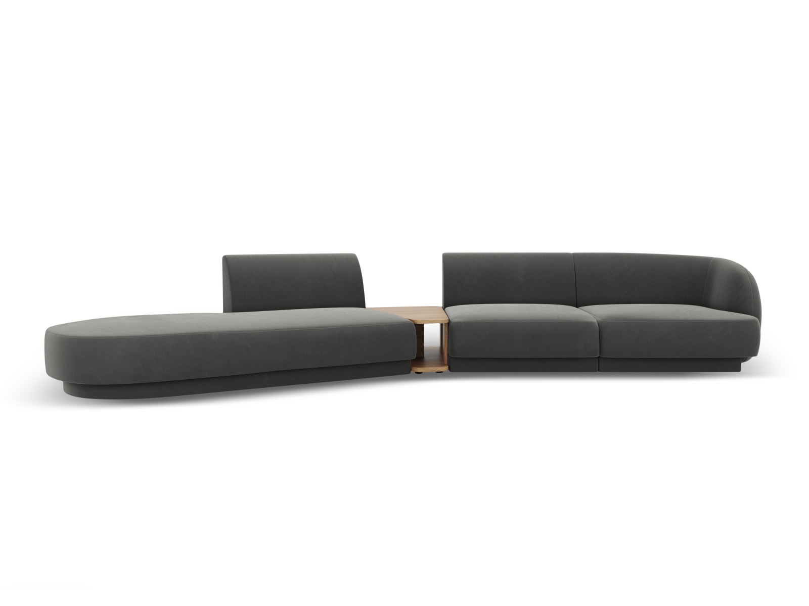 MICADONI Miley 4 pers. modulær sofa, venstre, m. sofabord – lysegrå fløjl