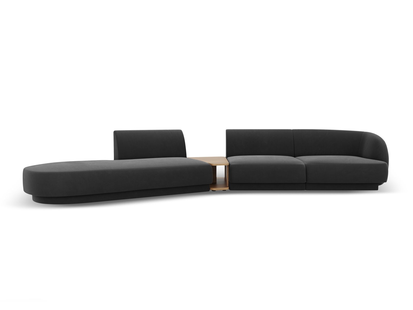MICADONI Miley 4 pers. modulær sofa, venstre, m. sofabord – grå fløjl