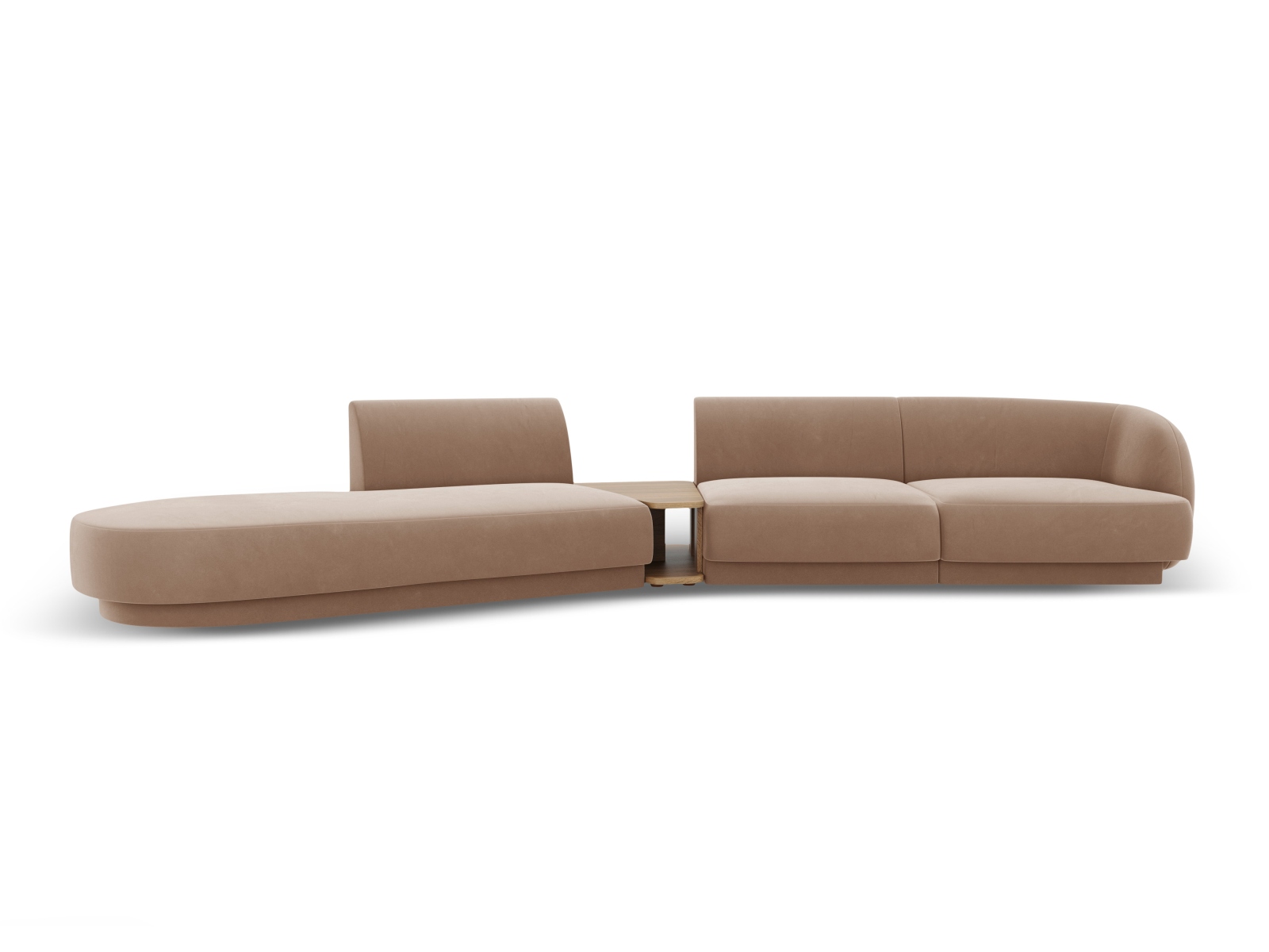 MICADONI Miley 4 pers. modulær sofa, venstre, m. sofabord – cappuccino fløjl