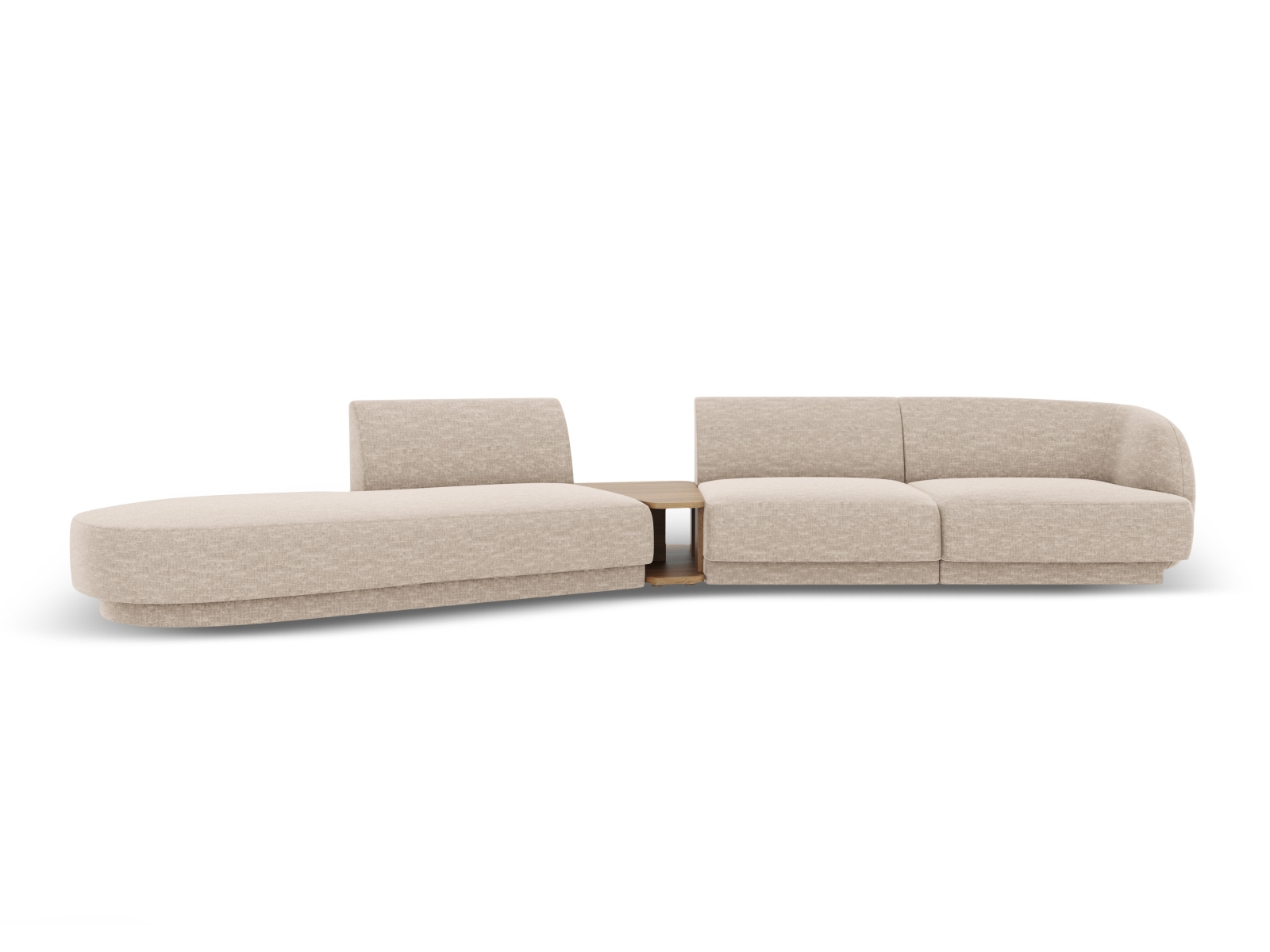 MICADONI Miley 4 pers. modulær sofa, venstre, m. sofabord – beige chenille