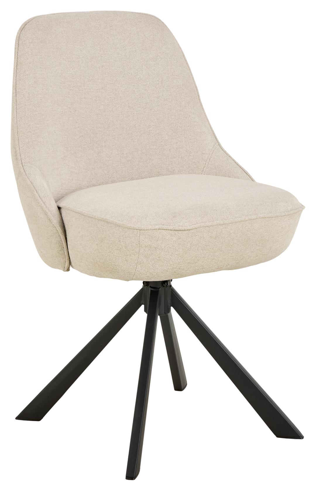 ACT NORDIC Carlton spisebordsstol, m. drejefunktion og posefjedre - beige stof og mat sort stål