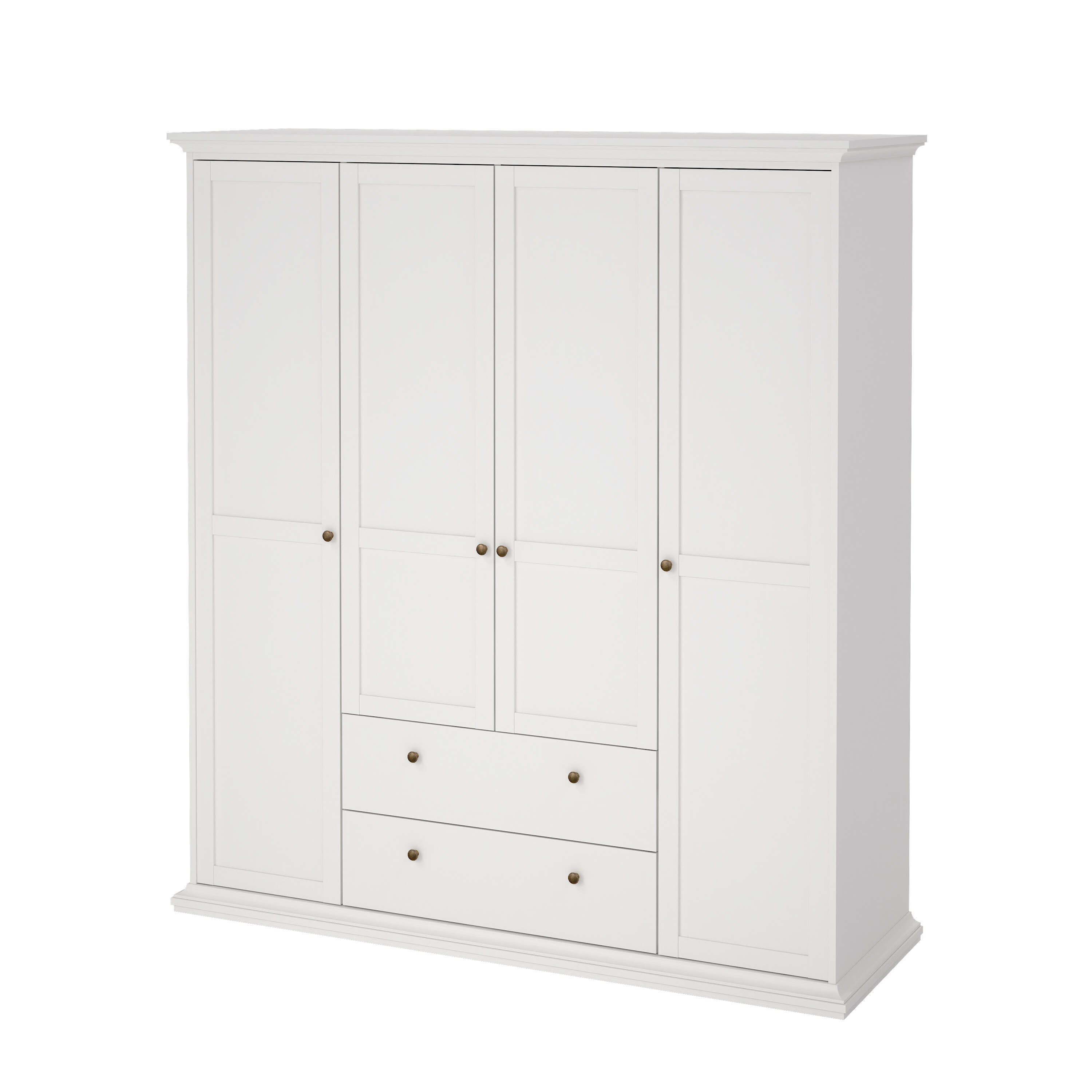 tvilum paris garderobsskåp - vitt trä, 4 dörrar och 2 lådor