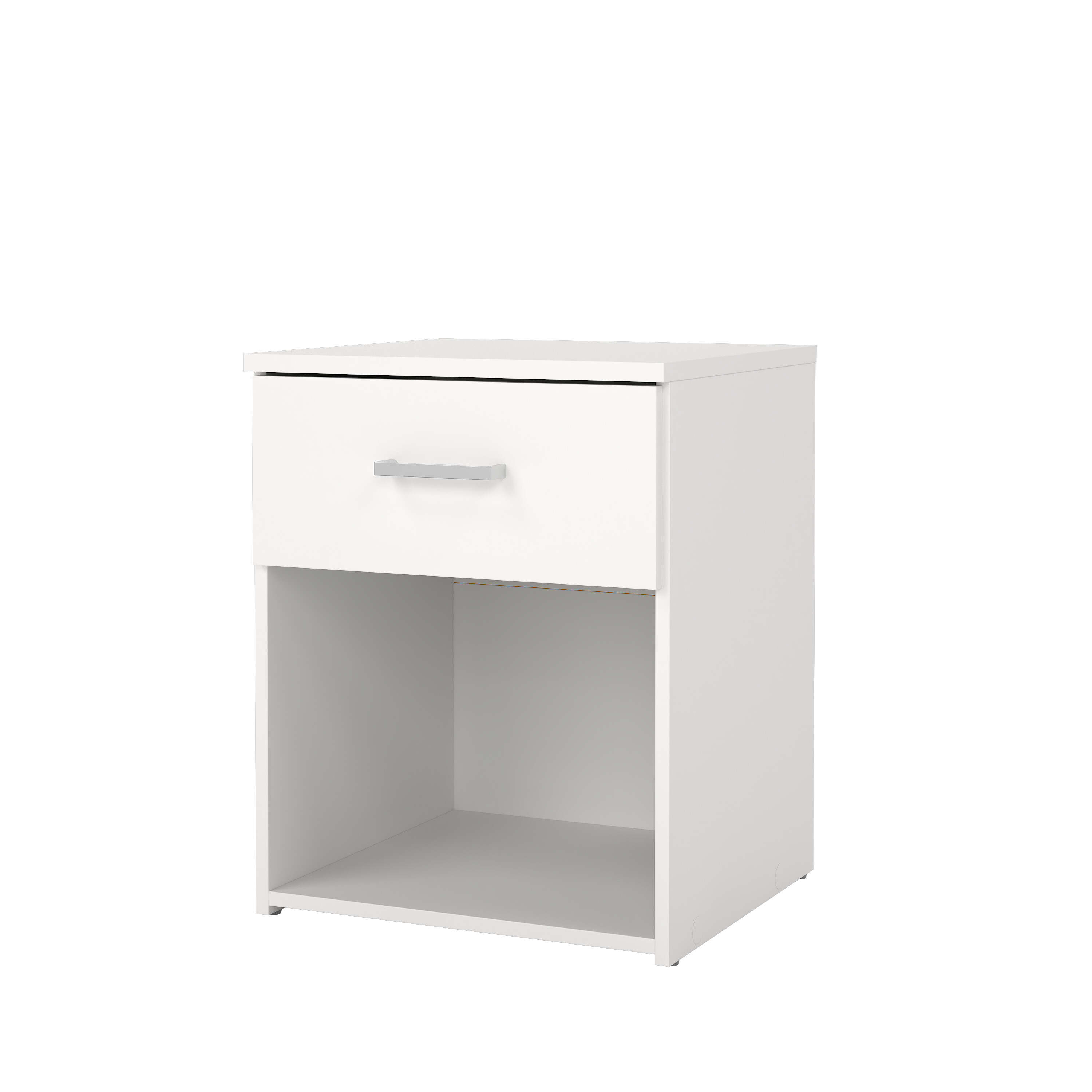 tvilum space sängbord - kvadratiskt vitt laminat, med 1 låda och 1 fack