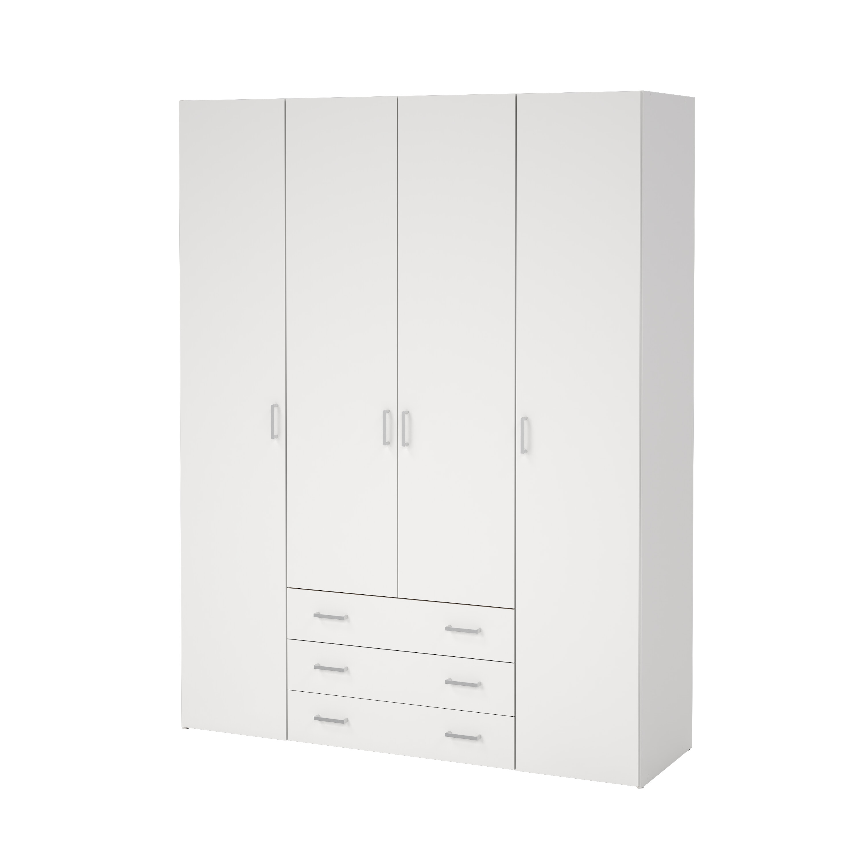tvilum space garderobsskåp - 4 dörrar, 3 lådor, vit laminat