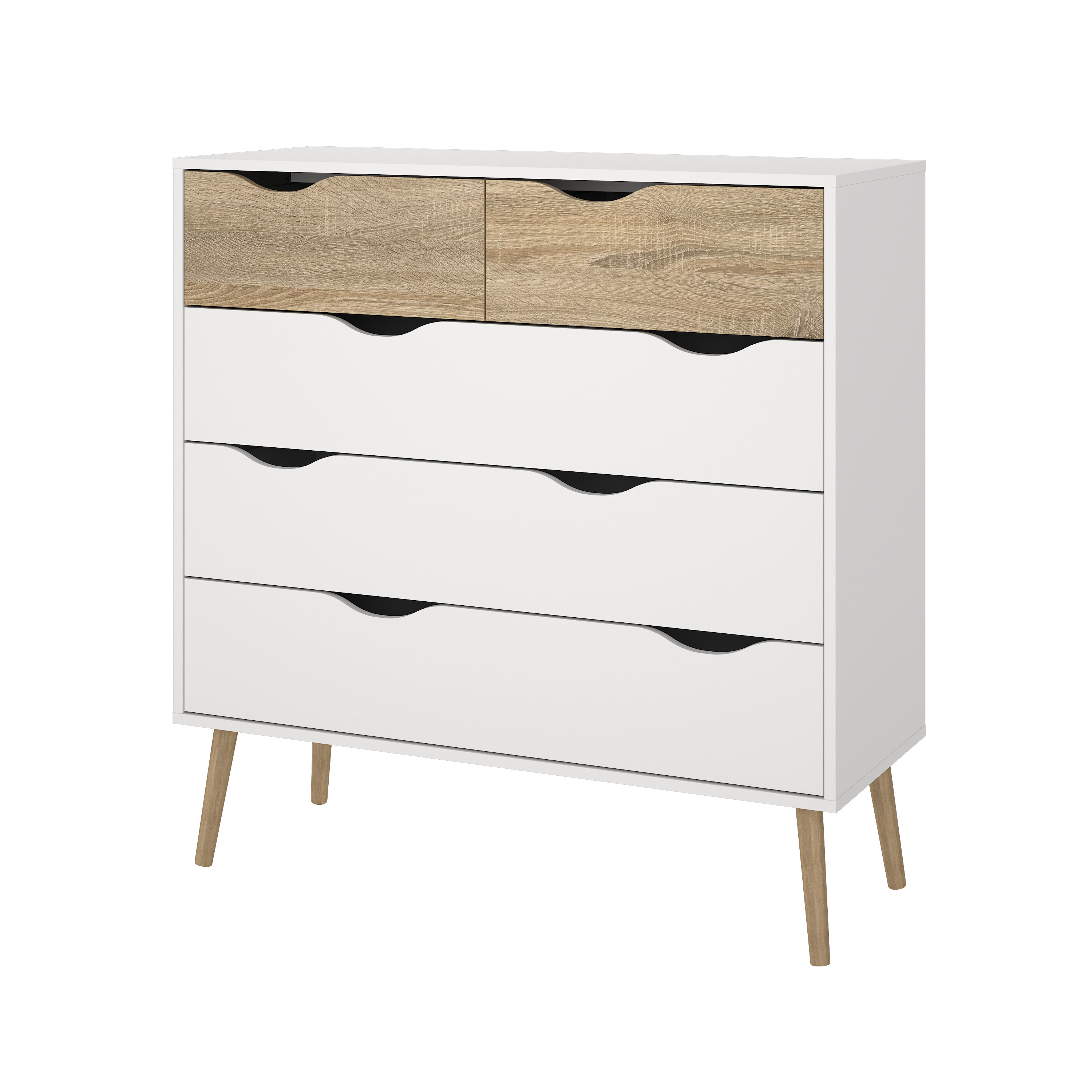 TVILUM delta kommode - hvid, 5 skuffer