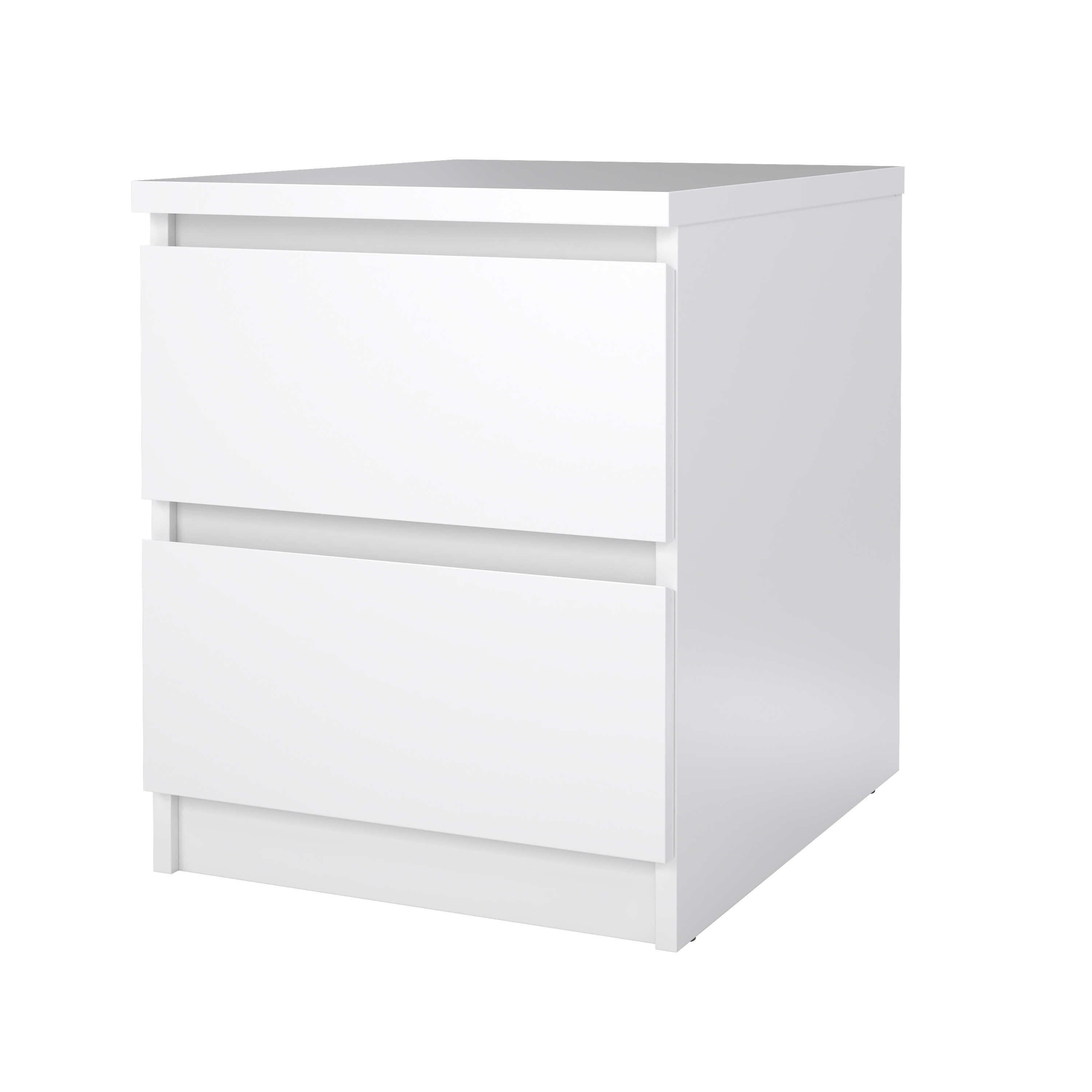 tvilum naia sängbord - vit högglans trä, med 2 lådor